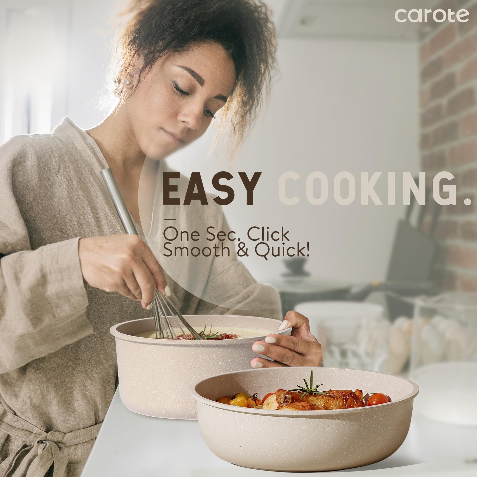 CAROTE 19pcs Pots and Pans Set Non Stick, Detachable Handle Cookware Sets, view 9