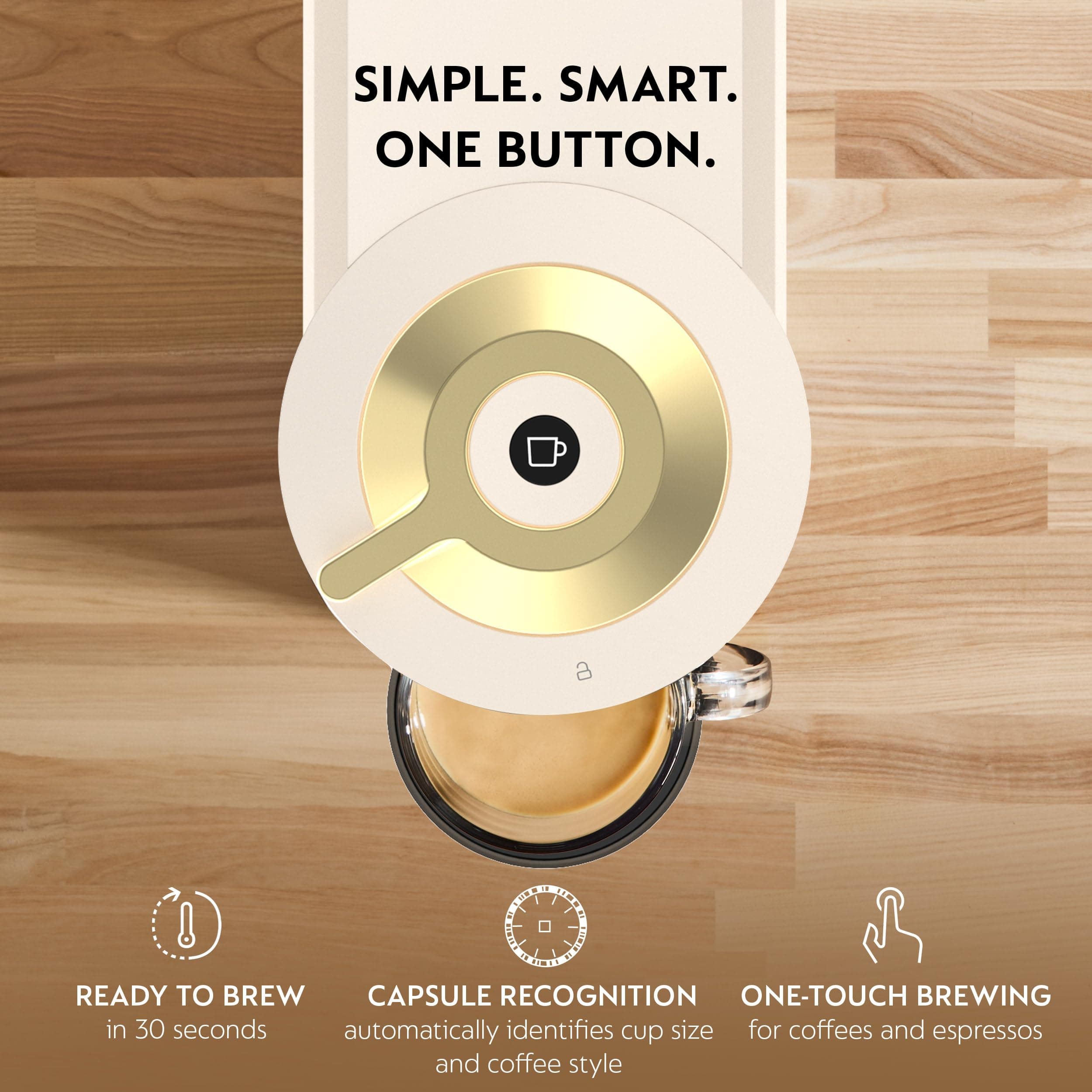 Nespresso Vertuo Next Coffee and Espresso Maker by De'Longhi, Creamy White and Gold, view 5