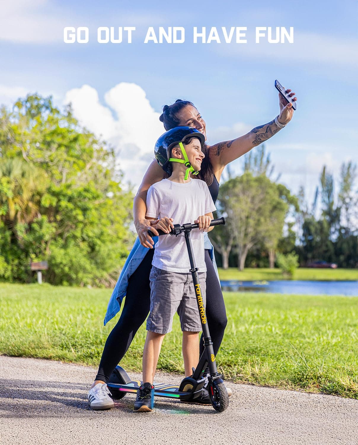 FanttikRide C9 Pro Kids Electric Scooter Ages 8-12, Colorful Rainbow Lights, E-Scooter for Kids 3.9-5.2 ft, 132 lbs, 5 Miles Range, Up to 40 min Ride Time, 5/8/10 MPH, 3 Adjustable Heights, Black, view 8