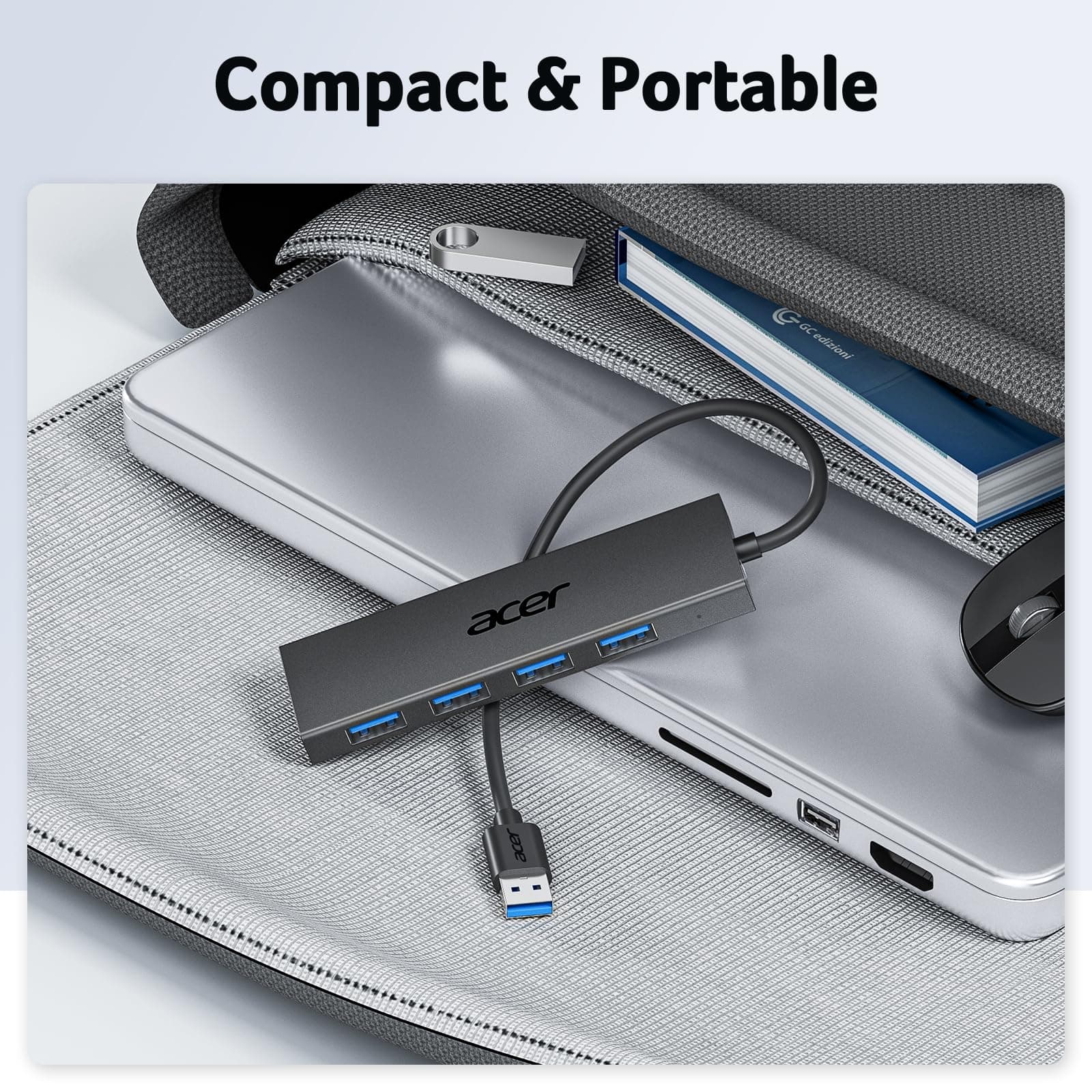 Acer USB Hub 4 Ports, Multiple USB 3.0 Hub, USBA Splitter for Laptop/PC 2FT, view 8