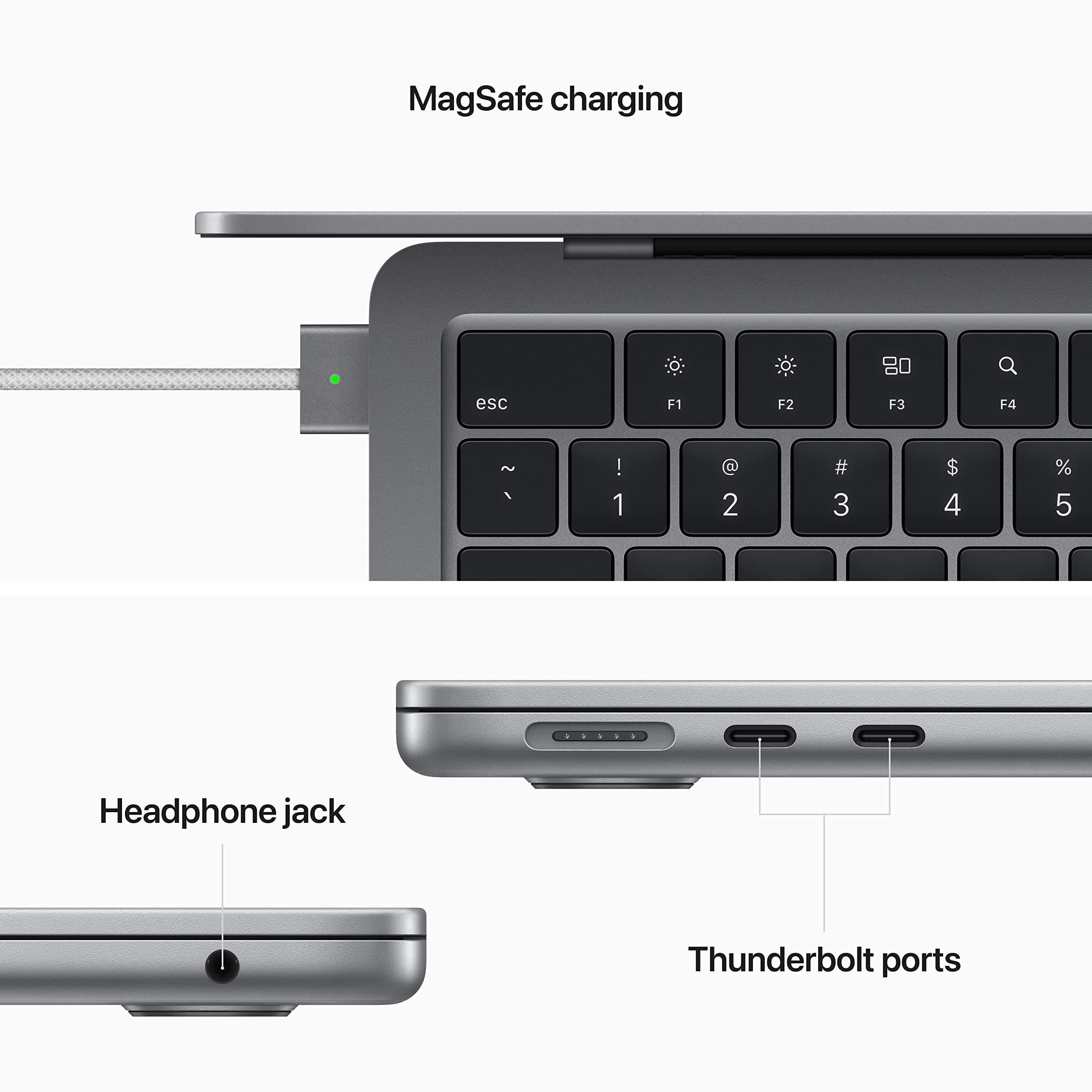 Apple 2022 MacBook Air with Apple M2 Chip, 13-inch, 8GB RAM, 256GB SSD Storage - Space Gray (Renewed), view 6