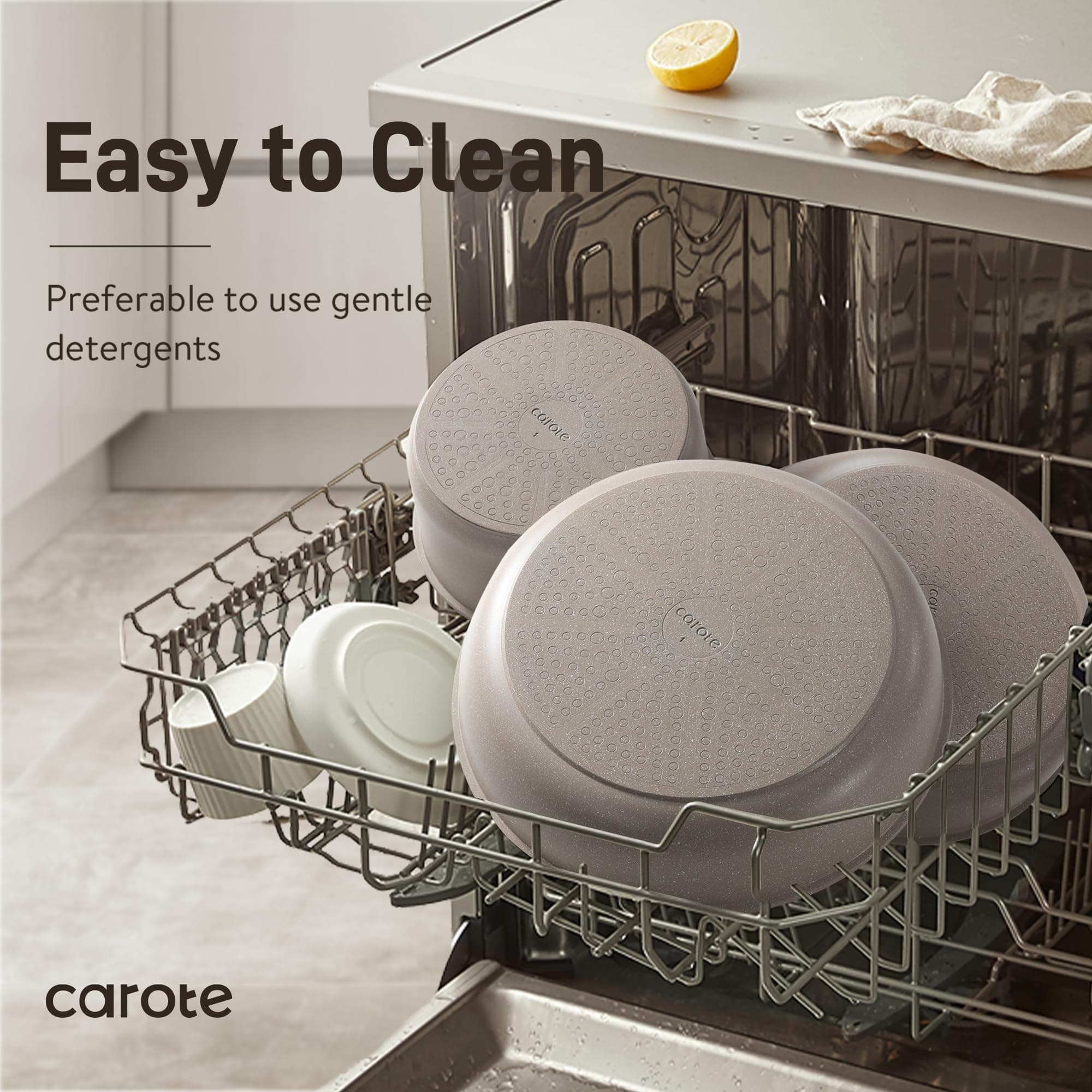 CAROTE 19pcs Pots and Pans Set Non Stick, Detachable Handle Cookware Sets, view 6
