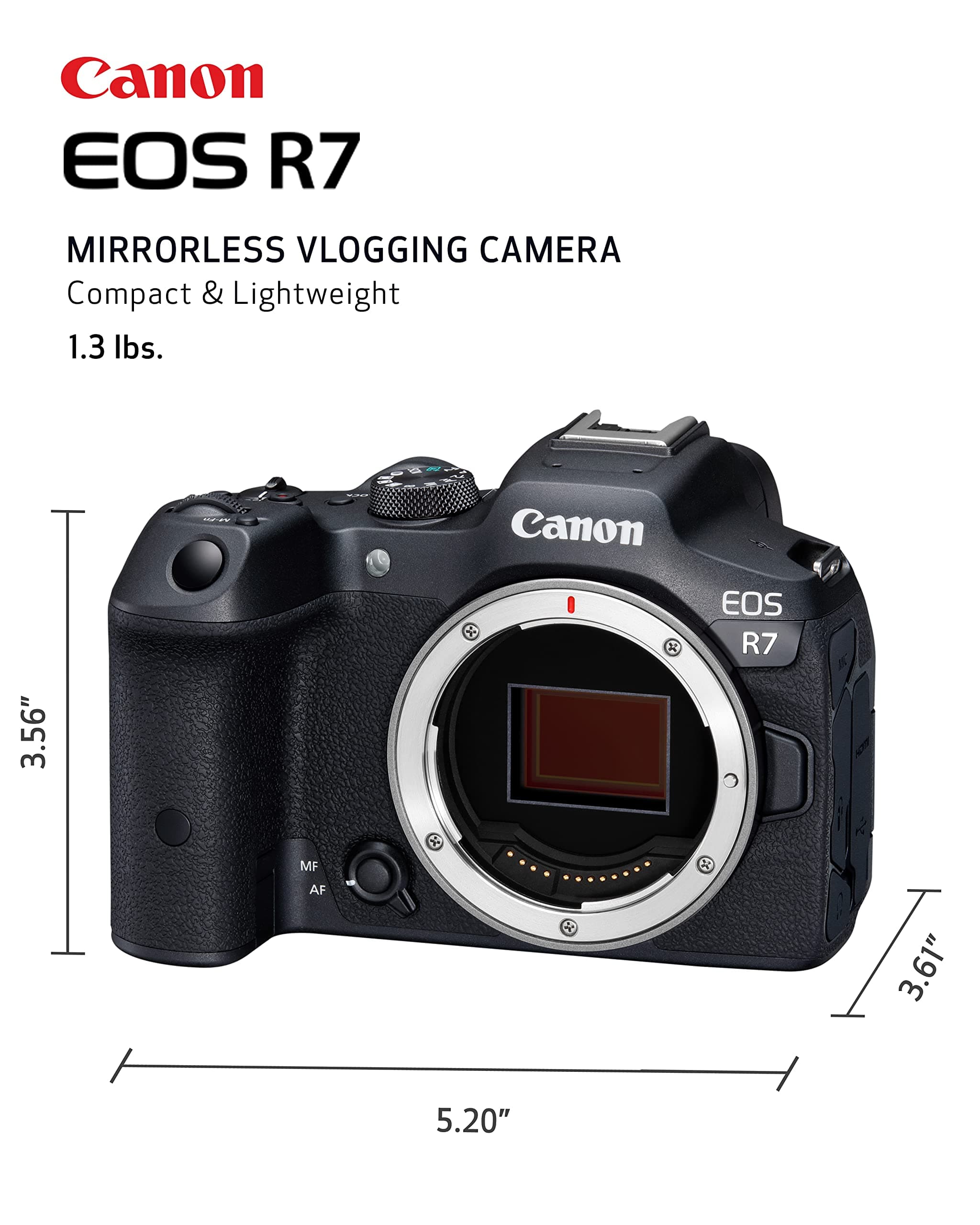 Canon EOS R7 Body Mirrorless Camera (International Model) (Renewed), view 3
