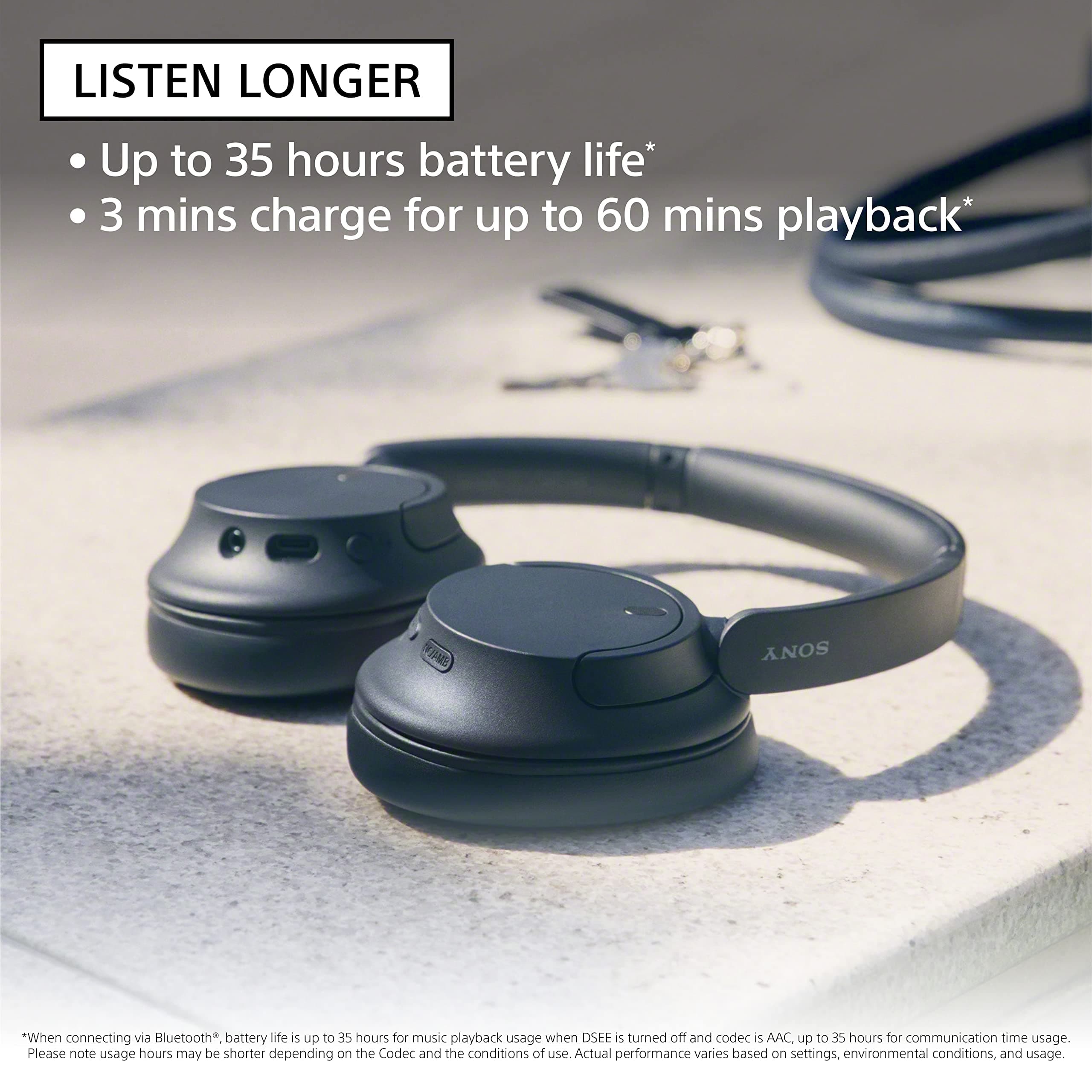 Sony WH-CH720N Wireless Noise Cancelling Over-Ear Headphones, White, view 4