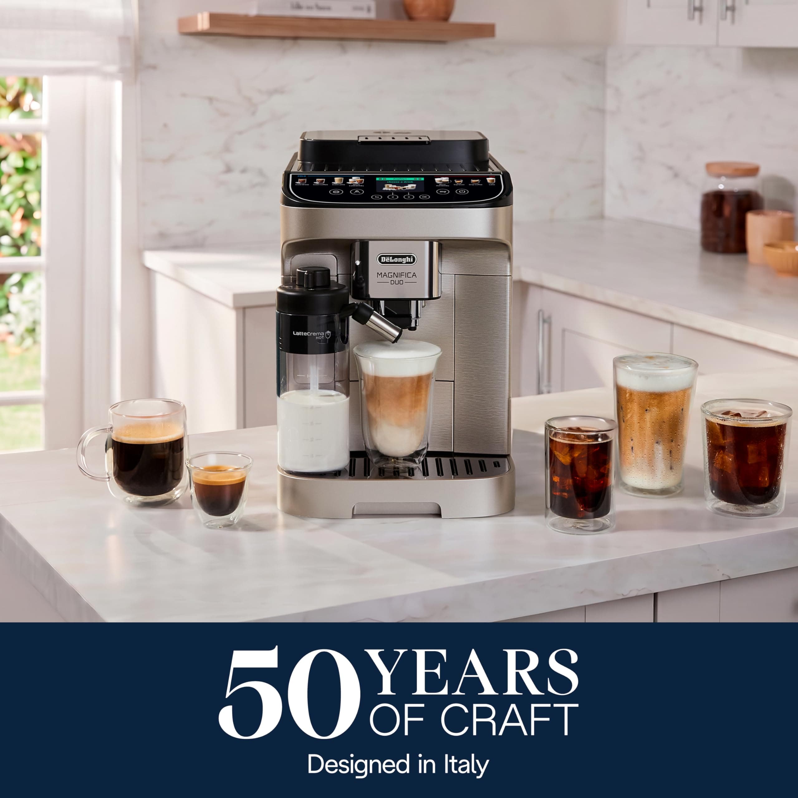 De'Longhi Magnifica Duo Automatic Espresso Machine, Milk Frother, Silver, view 3