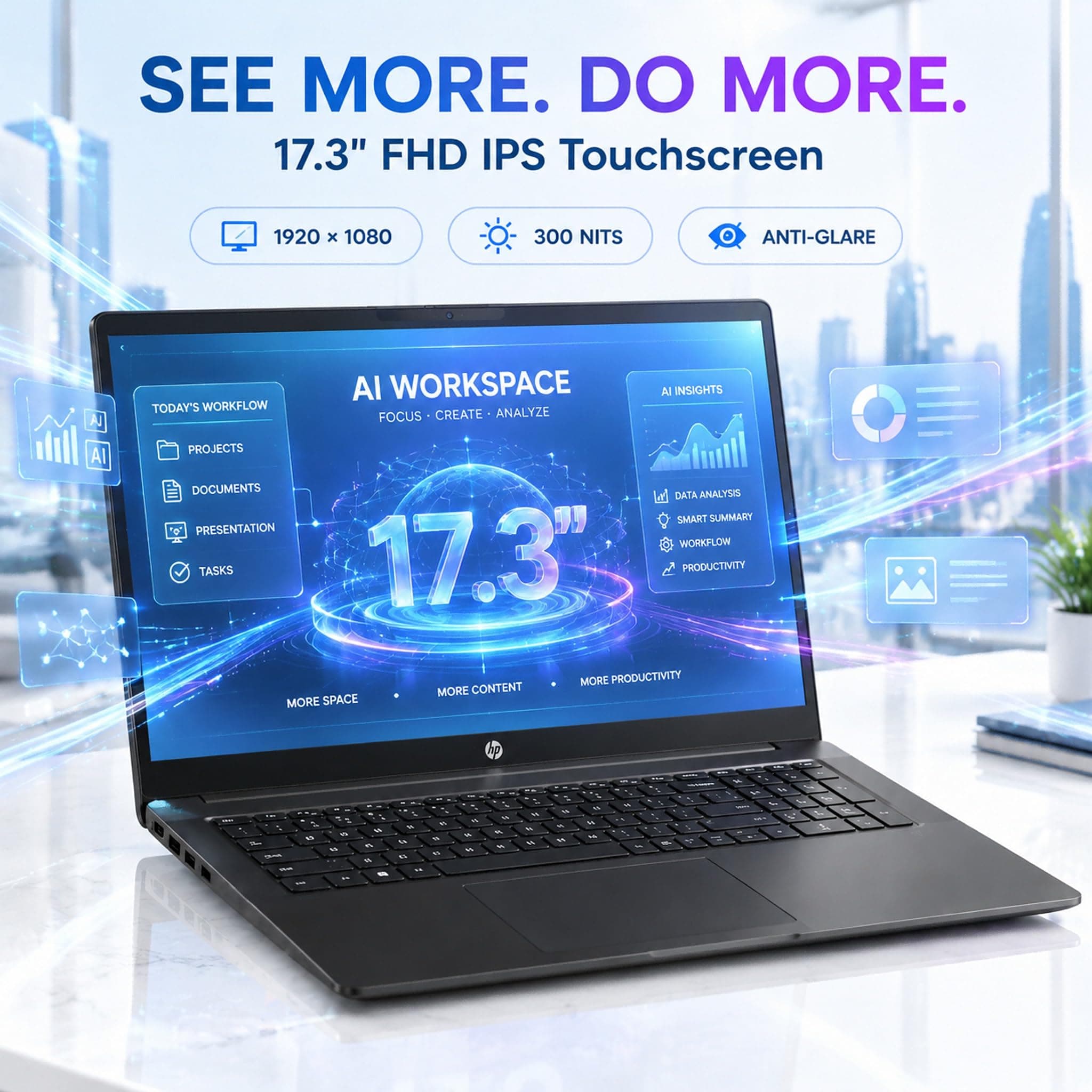 HP 17 Touchscreen Laptop Business 2026, Intel Core Ultra 7 355, 16GB DDR5, view 4