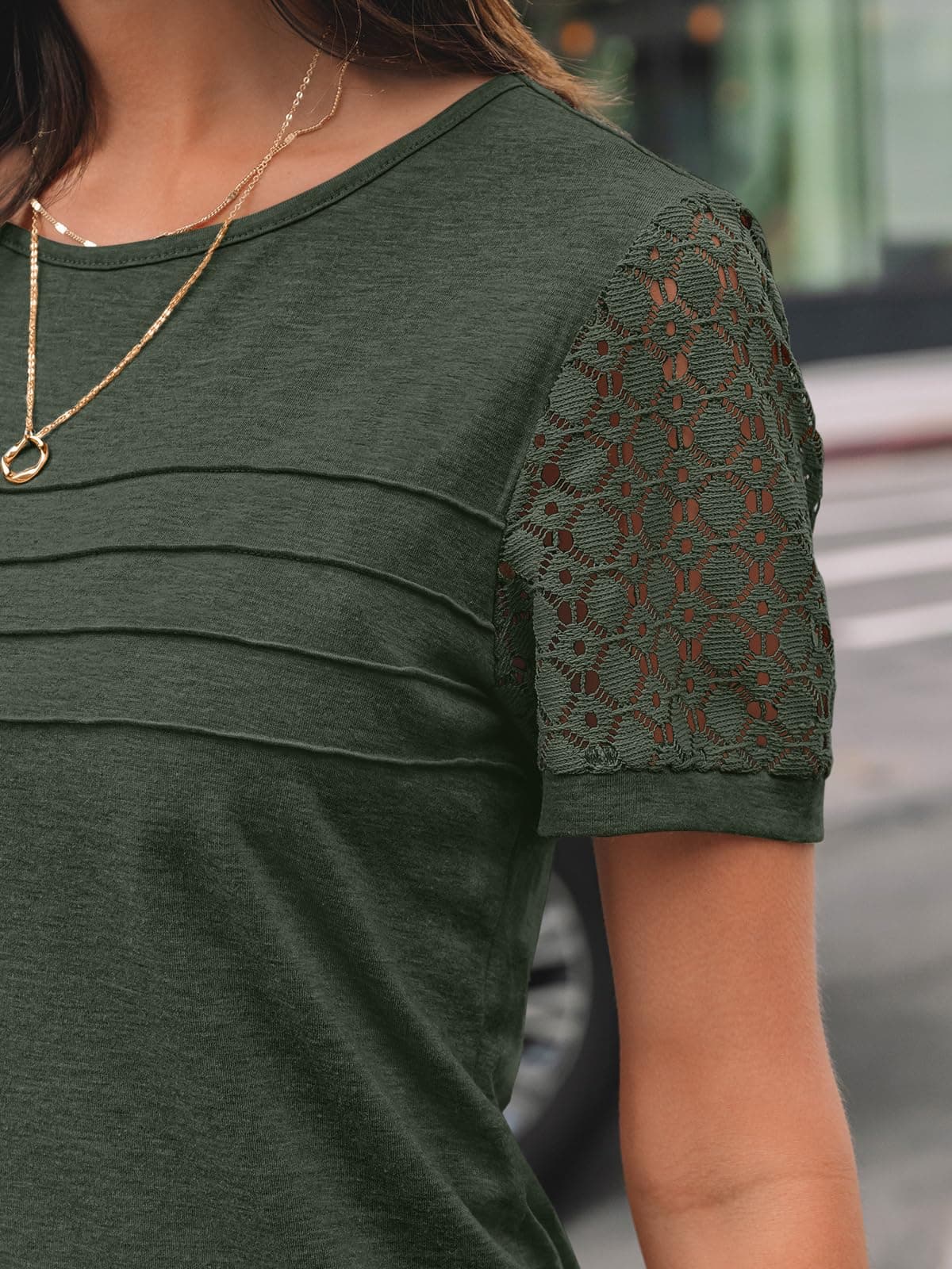 AUTOMET Women's Short Sleeve Shirts Dressy Lace Summer Tops 2026 Spring Trendy Casual T-Shirts Cute Work Outfits Blouses, view 5