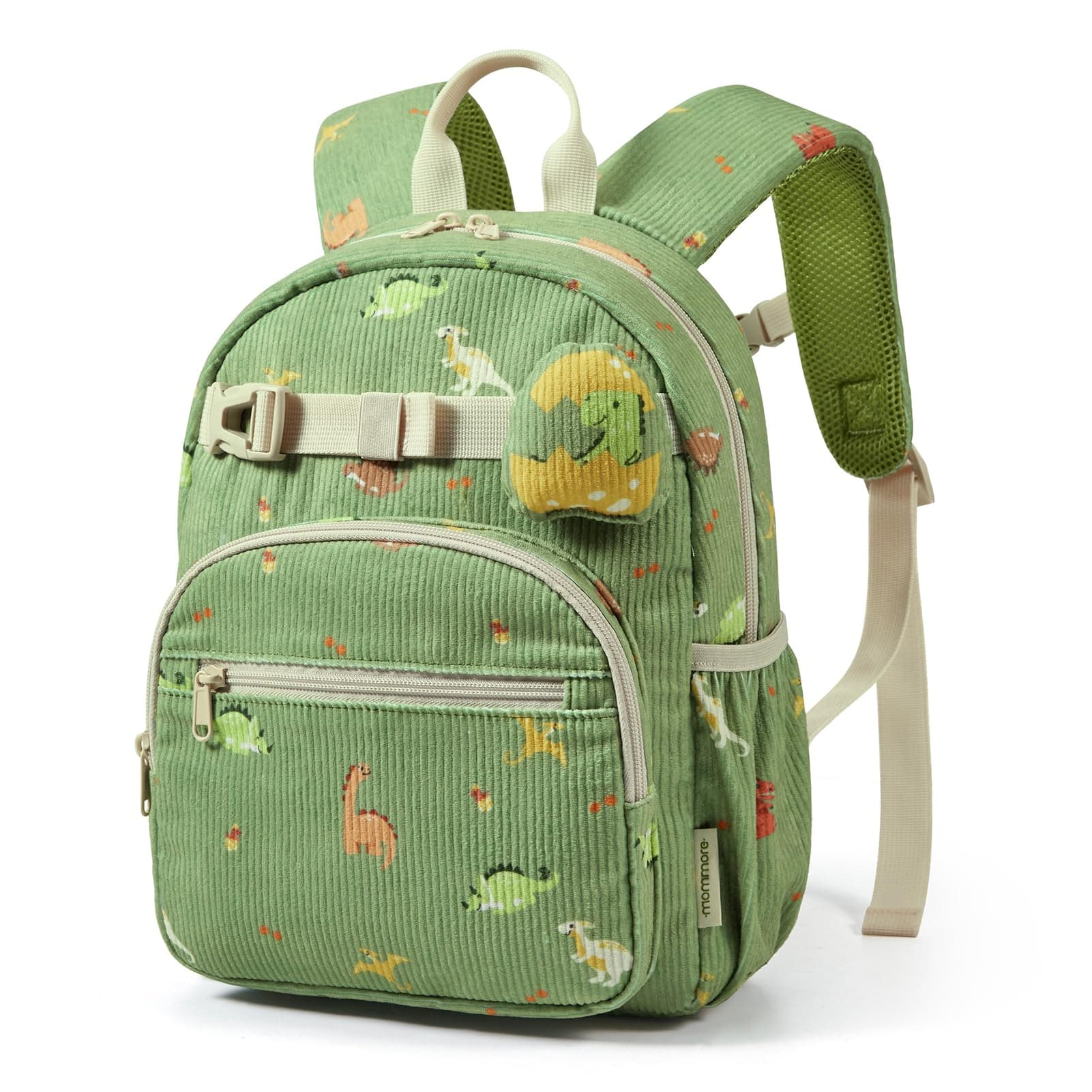 mommore Toddler Backpack for Boys 2-4, Corduroy Kids Backpack, 13" H Preschool Kindergarten Daycare School Bag Dinosaur Bookbag