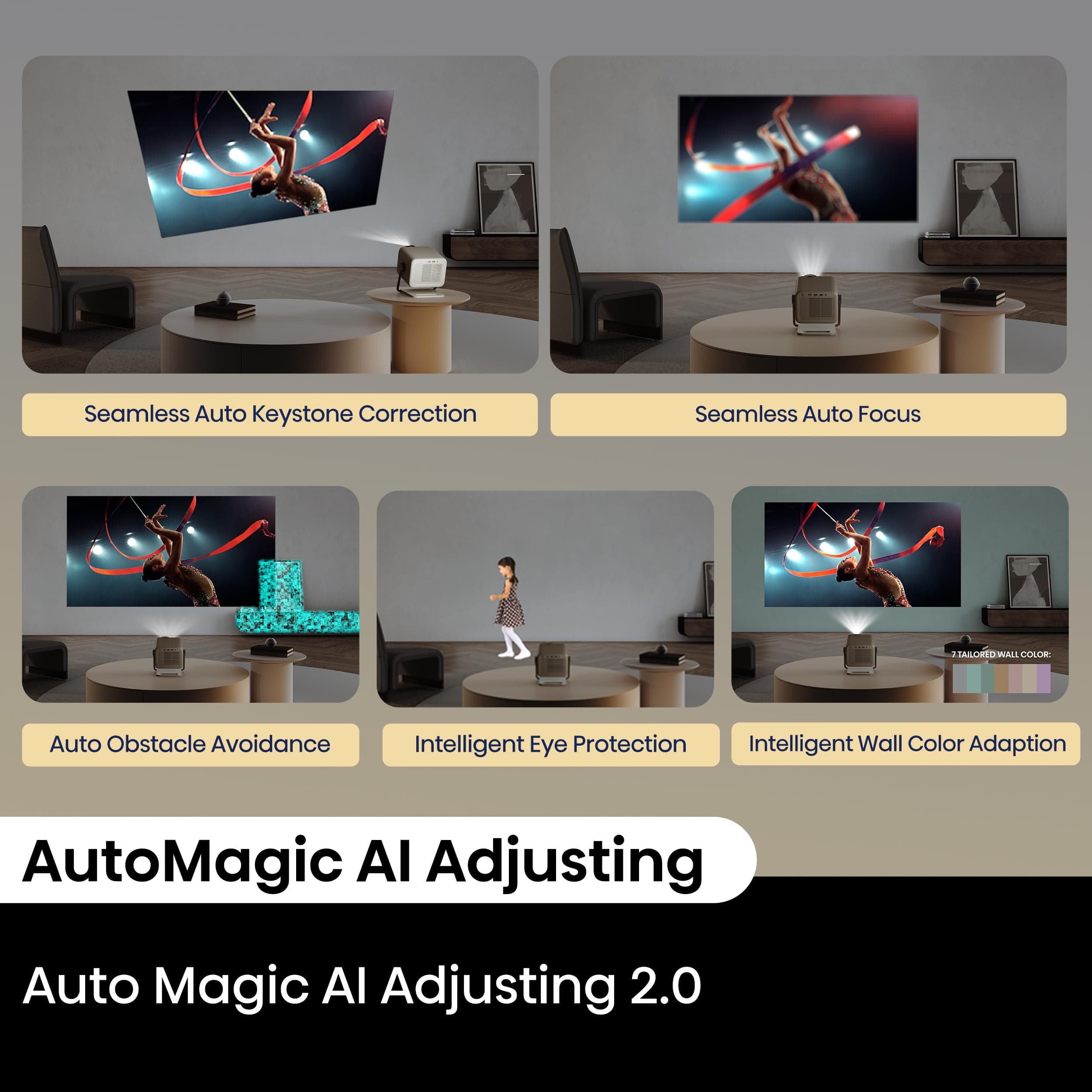 Hisense M2 Pro, Triple Laser Smart Portable Lifestyle Projector, 4K UHD, 65” – 200”, 1,300 Lumens, Dolby Vision,Optical Zoom, Intelligent Screen Adjustments, Vidaa OS, Netflix Included, view 9