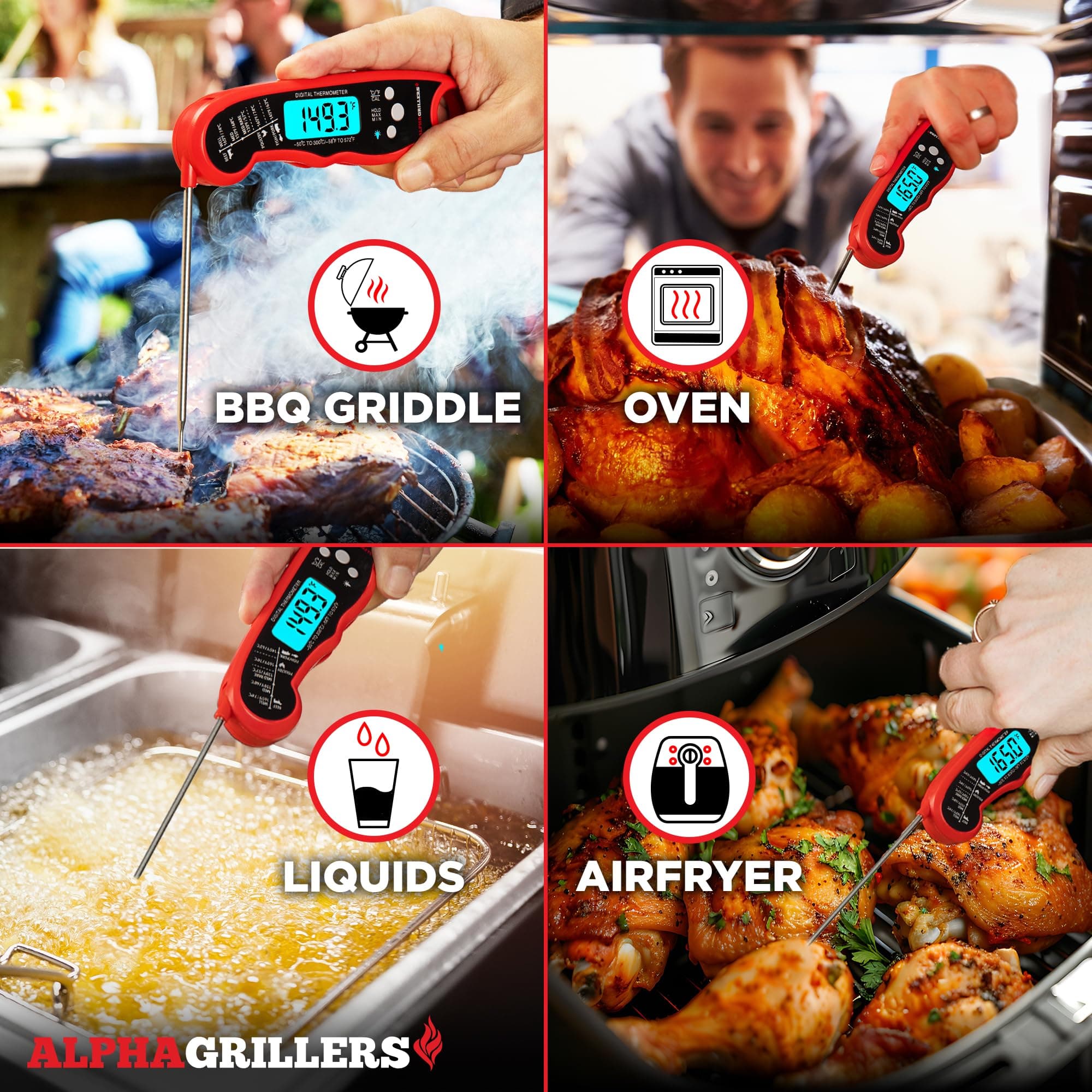 Alpha Grillers Instant Read Meat Thermometer Digital, Cooking, Food, Grill, view 7