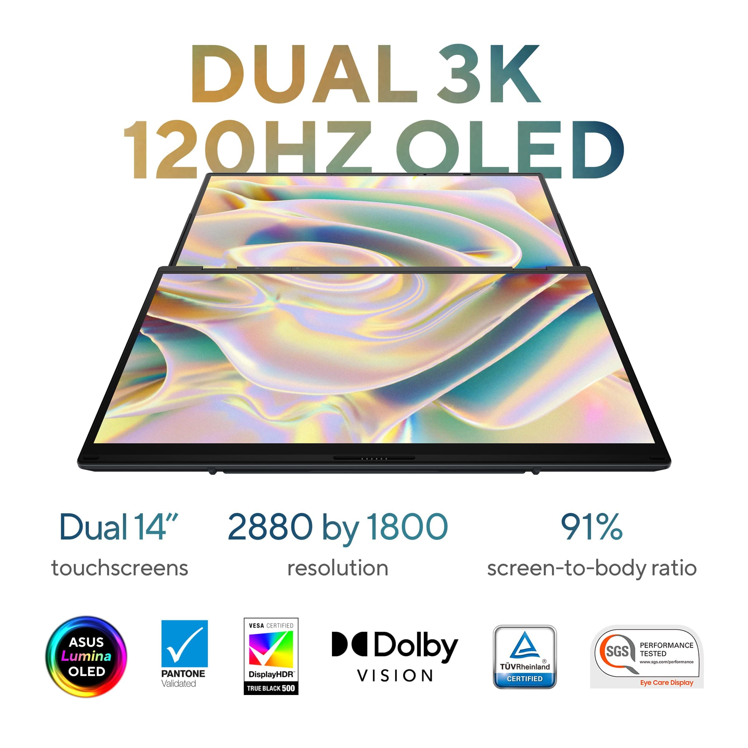 ASUS Zenbook Duo Laptop, Dual 14” OLED 3K 120Hz Touch Display, Evo, Intel Core Ultra 9 285H, Intel Arc Graphics, 32GB RAM, 1TB SSD, Windows 11, UX8406CA-PS99T, view 5