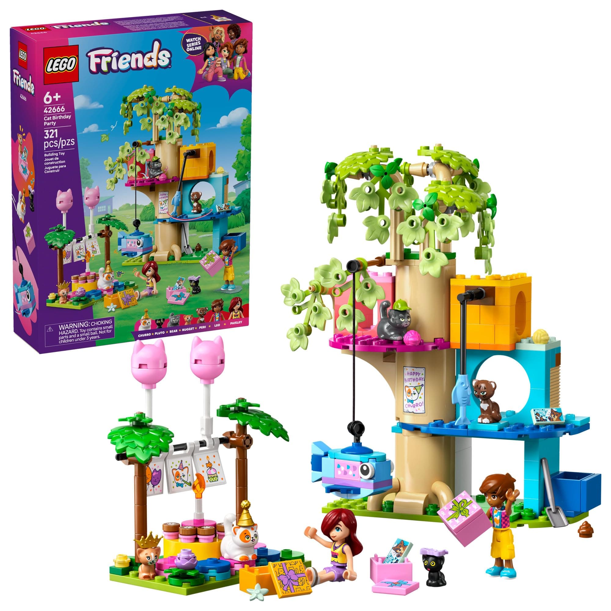 LEGO Friends Tree House Building Toy - Pretend Play Building Blocks with Cat Toys & 2 Minidolls, Creative Storytelling Toy for Girls and Boys Ages 9+, Gift Idea - 42666