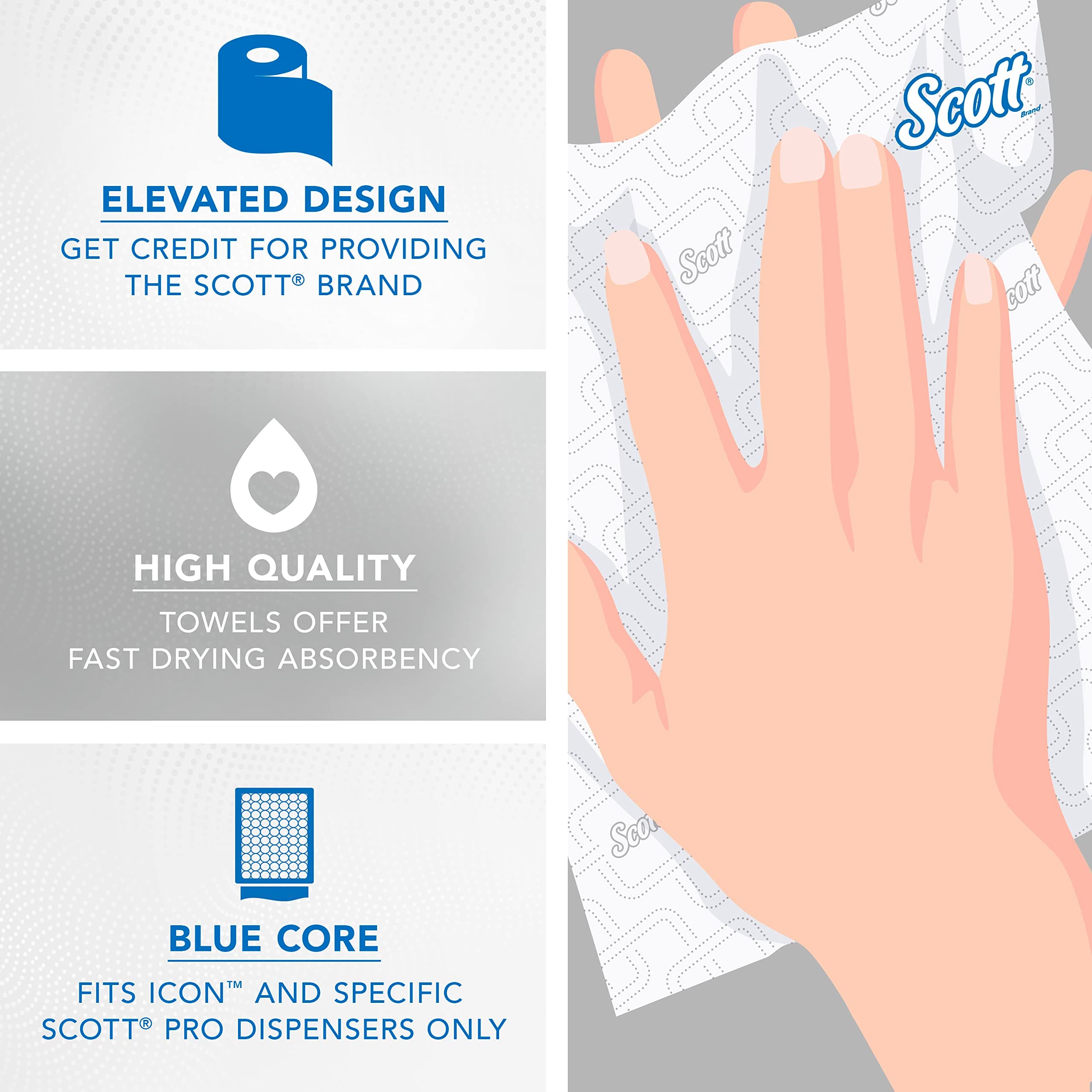 Kimberly-Clark Professional Hard Roll Paper Scott Pro Dispensers Cleaning Towel, 7.50" x 1150 ft, White,Blue 6 per Carton, view 5
