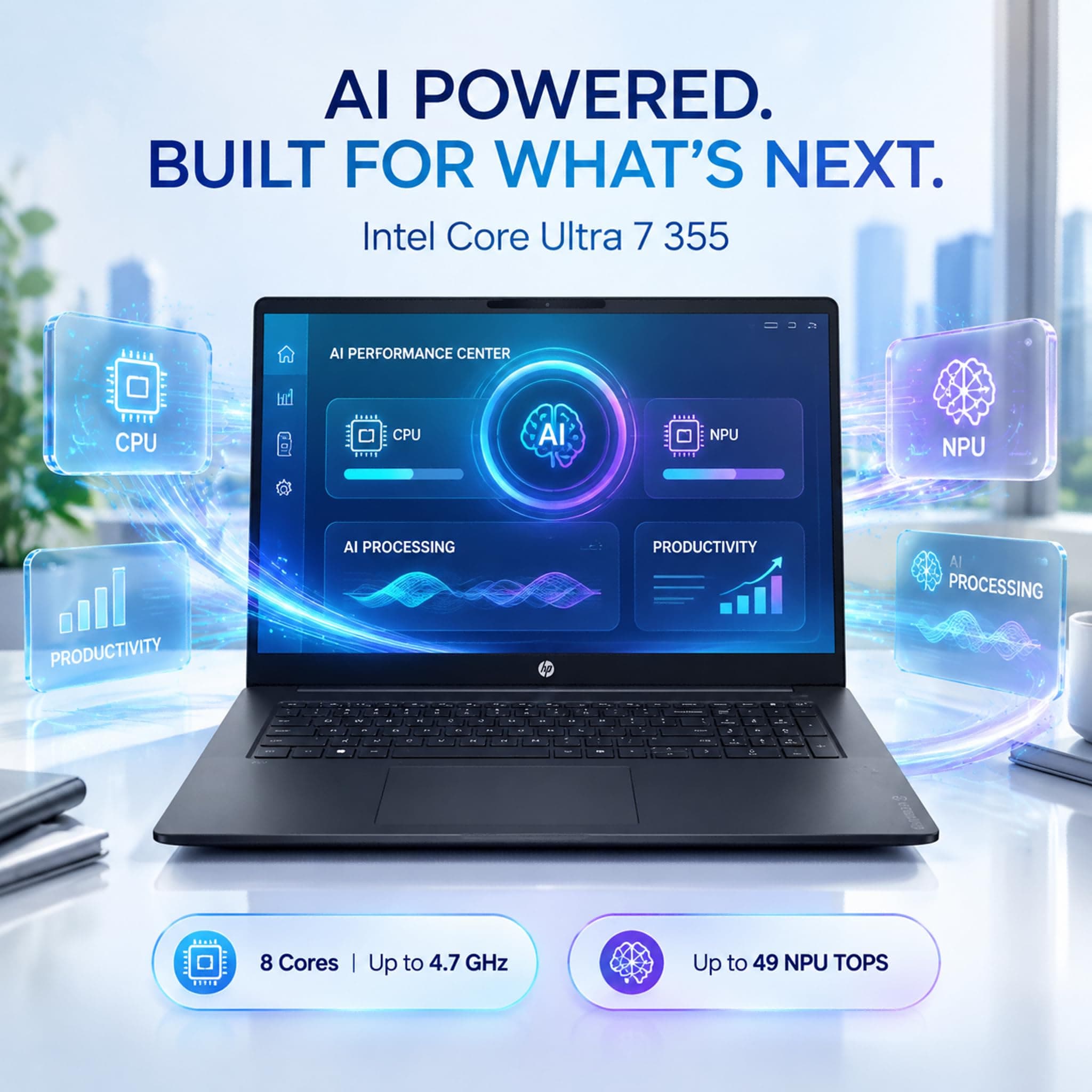 HP 17 Touchscreen Laptop Business 2026, Intel Core Ultra 7 355, 16GB DDR5, view 3