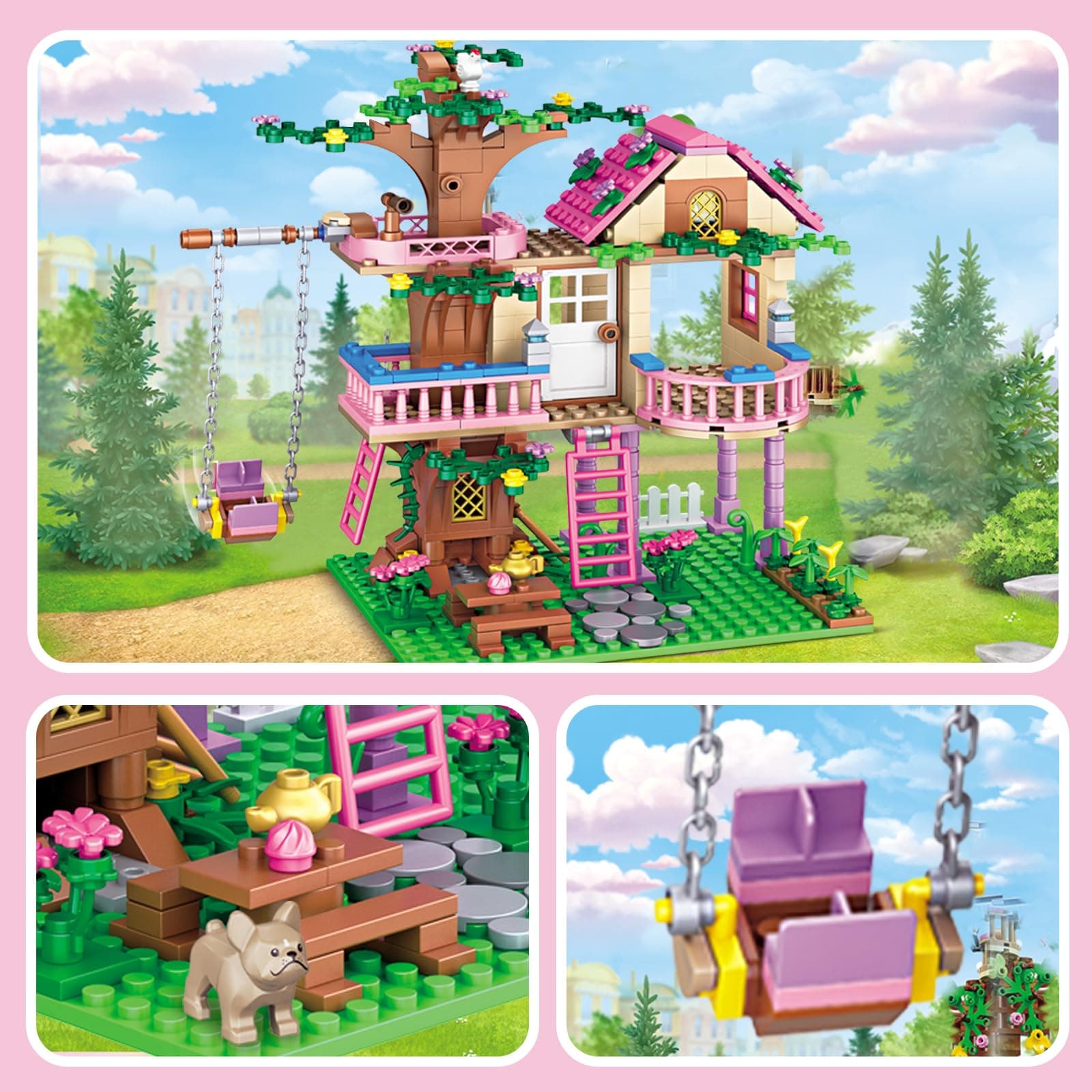 HSANHE Tree House Building Set Compatible with Friends, 504 PCS Forest House Building Kit Birthday Gift for Kids Girls Boys Age 6-12 Years（7652）, view 2
