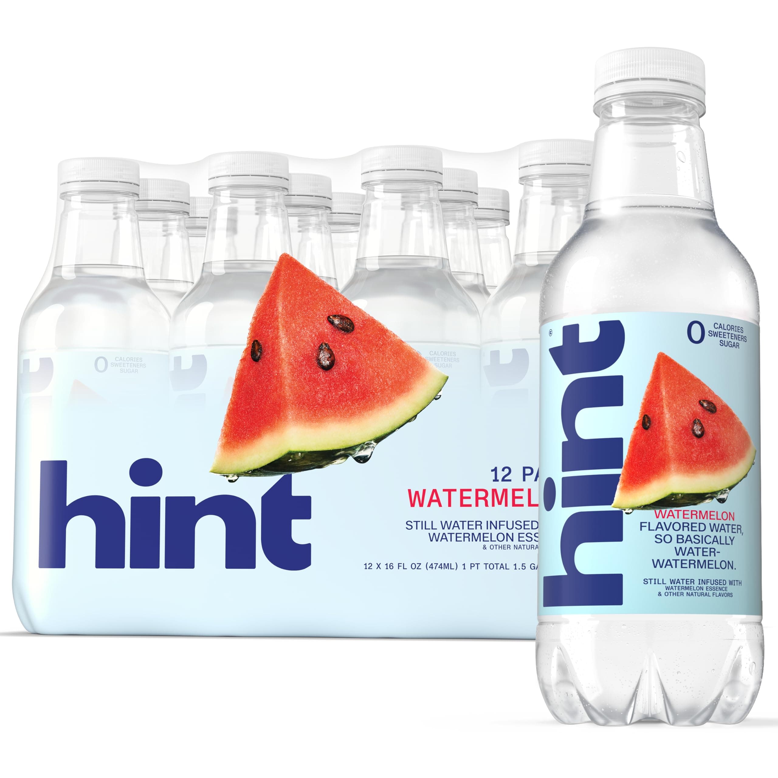Hint Flavored Water Zero Sugar 0 Calories - Watermelon 16 FL Oz (12 pack)