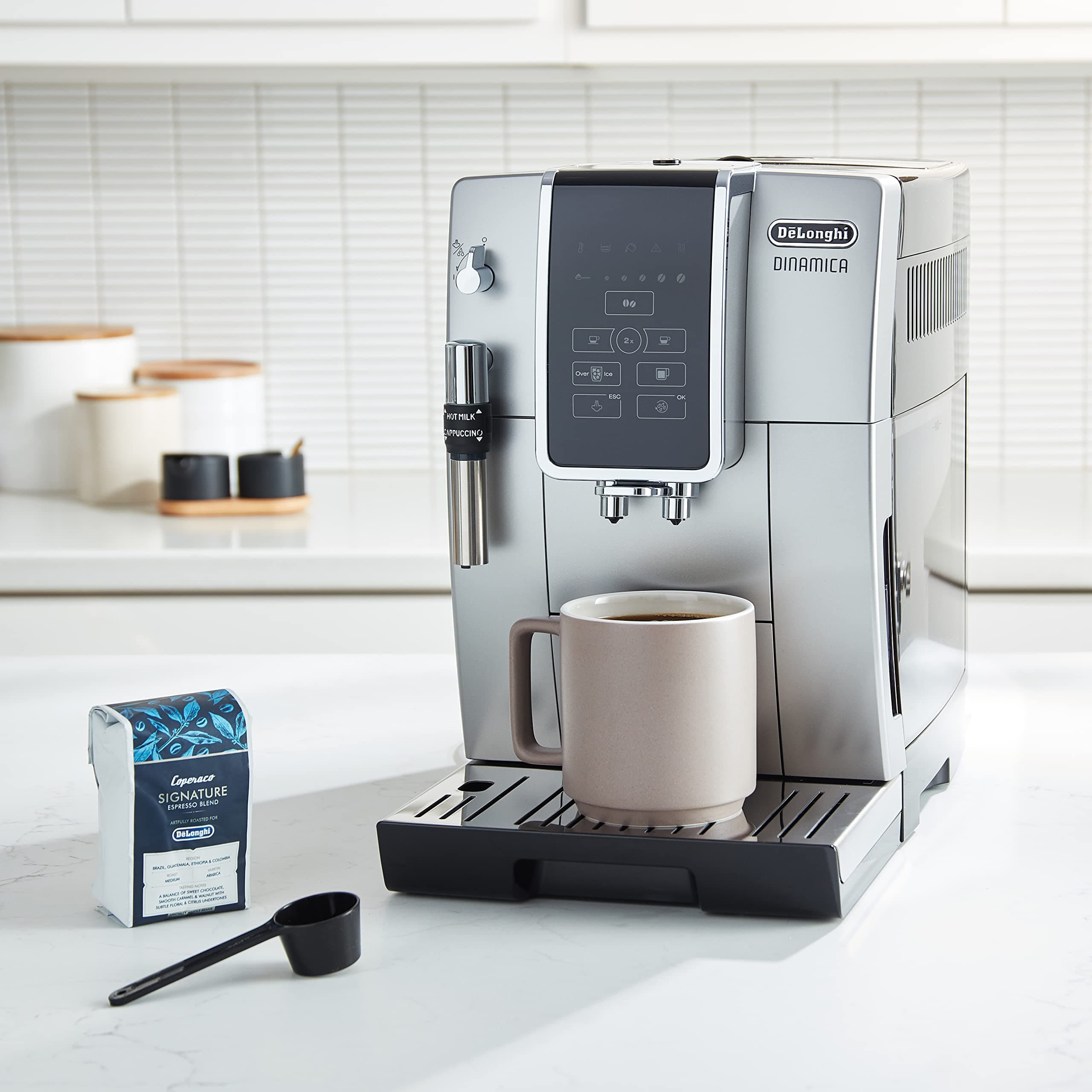 De'Longhi America Dinamica Fully Automatic Coffee and Espresso Machine with Premium Adjustable Frother, Stainless Steel, ECAM35025SB, view 8