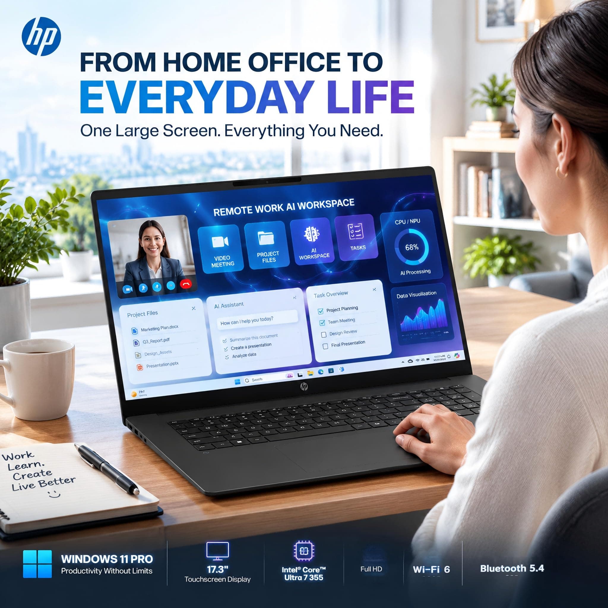 HP 17 Touchscreen Laptop Business 2026, Intel Core Ultra 7 355, 16GB DDR5, view 7