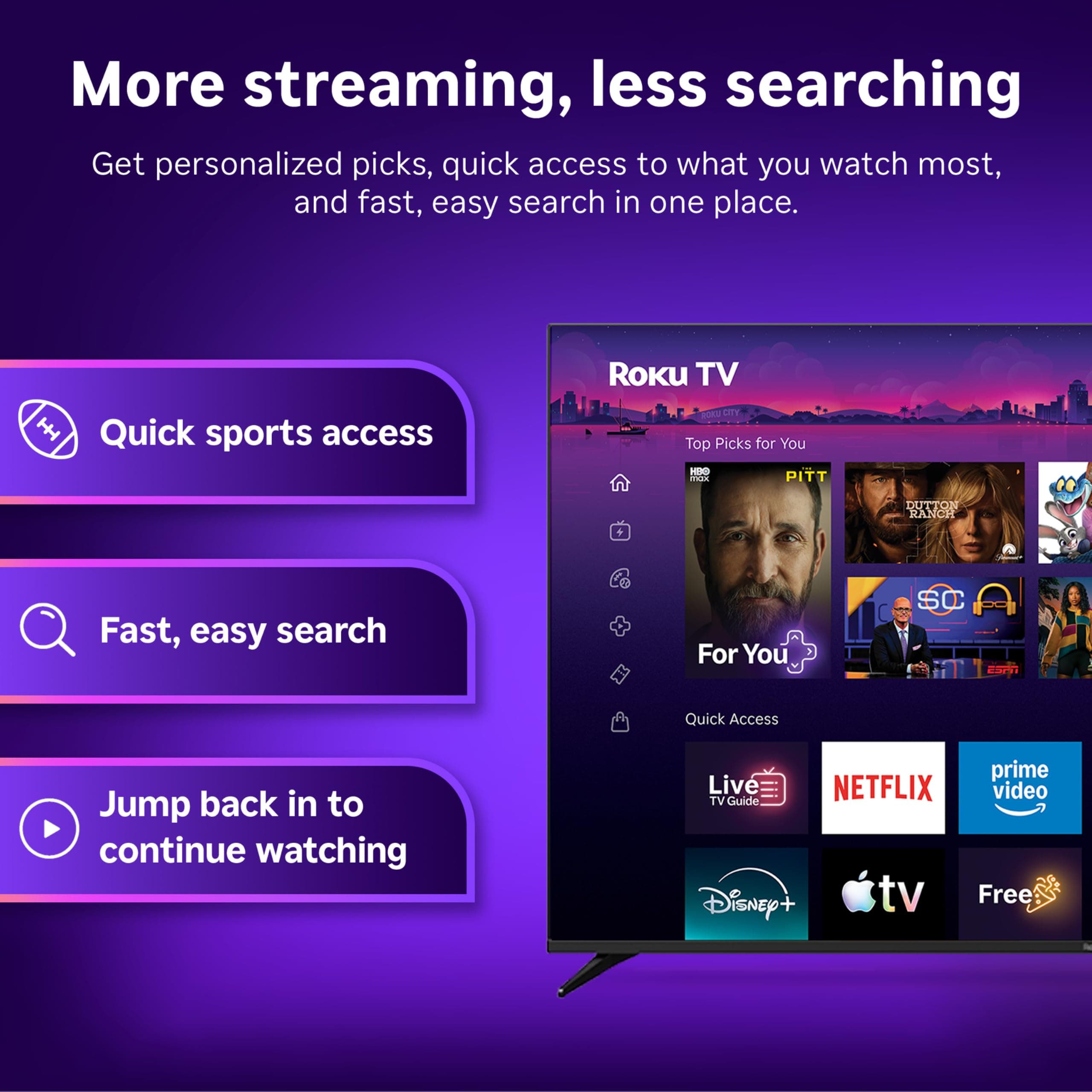 Roku 55-Inch Select Series Smart TV 2026-4K (2160p) QLED TV TV, view 8