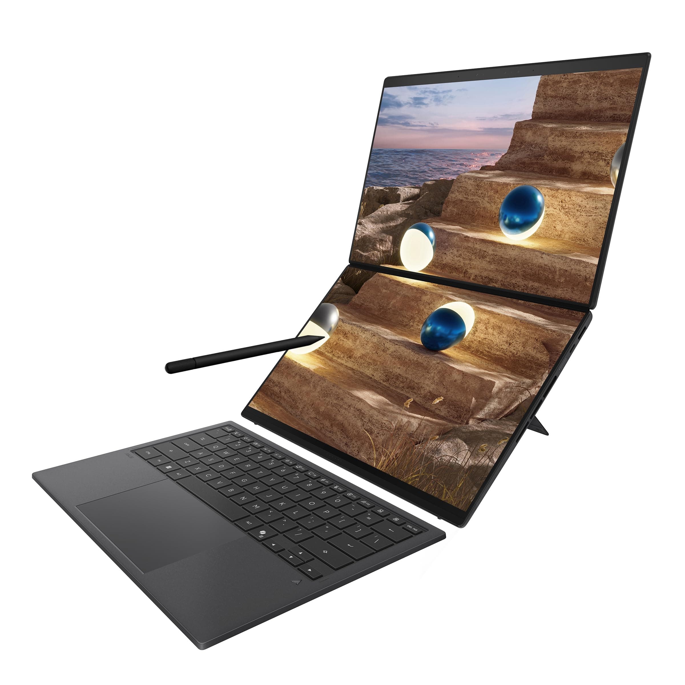 ASUS Zenbook Duo Laptop (2026), Dual 14” OLED 3K 144Hz Touch Display, Intel Core Ultra X9 388H, Intel Arc Graphics, 32GB RAM, 1TB SSD, Sleeve and Stylus Included, WiFi 7, Windows 11, Moher Gray