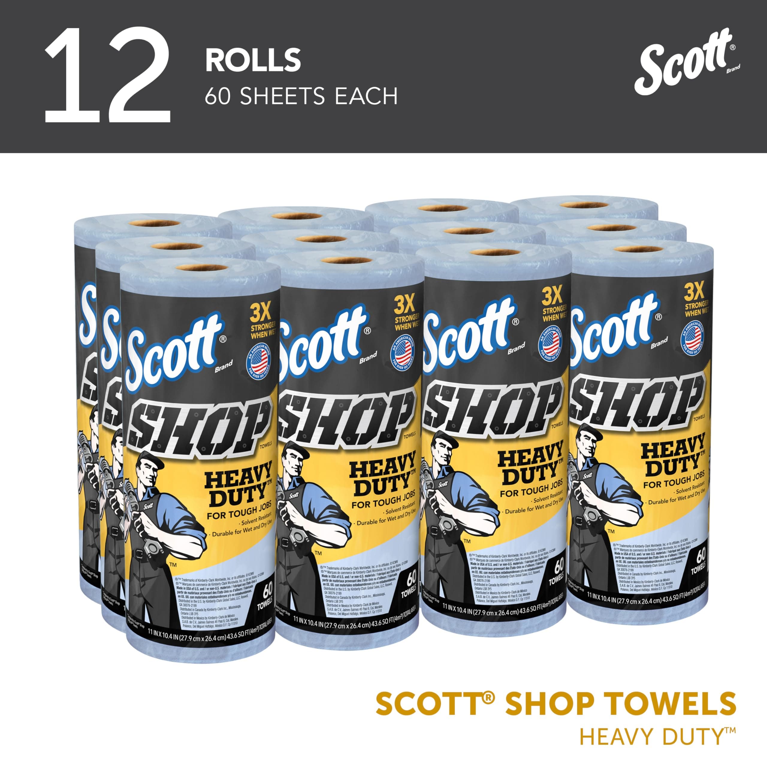 Scott Shop Towels Heavy Duty, 60 Towels/Roll, 12 Rolls/Case, view 2
