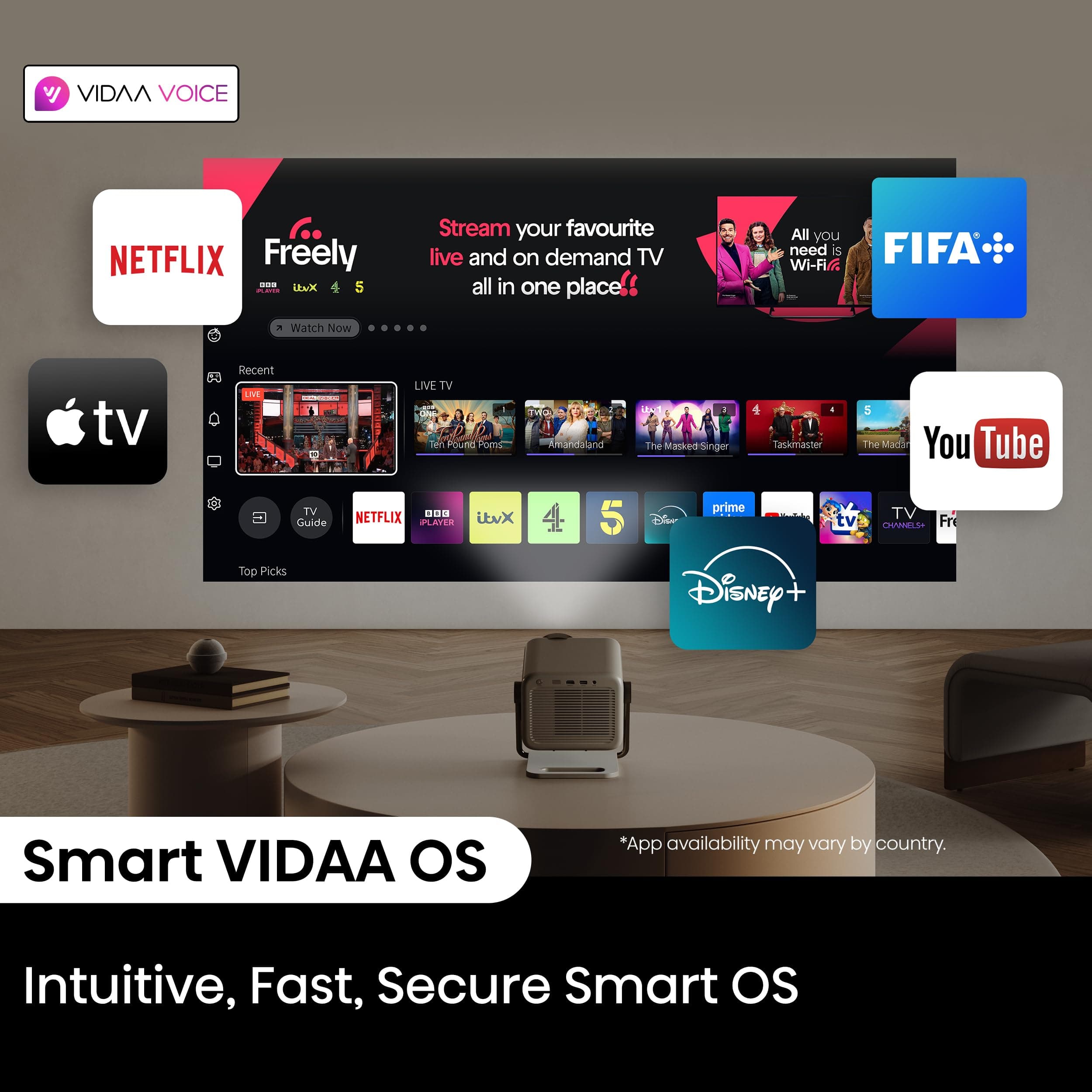 Hisense M2 Pro, Triple Laser Smart Portable Lifestyle Projector, 4K UHD, 65” – 200”, 1,300 Lumens, Dolby Vision,Optical Zoom, Intelligent Screen Adjustments, Vidaa OS, Netflix Included, view 14