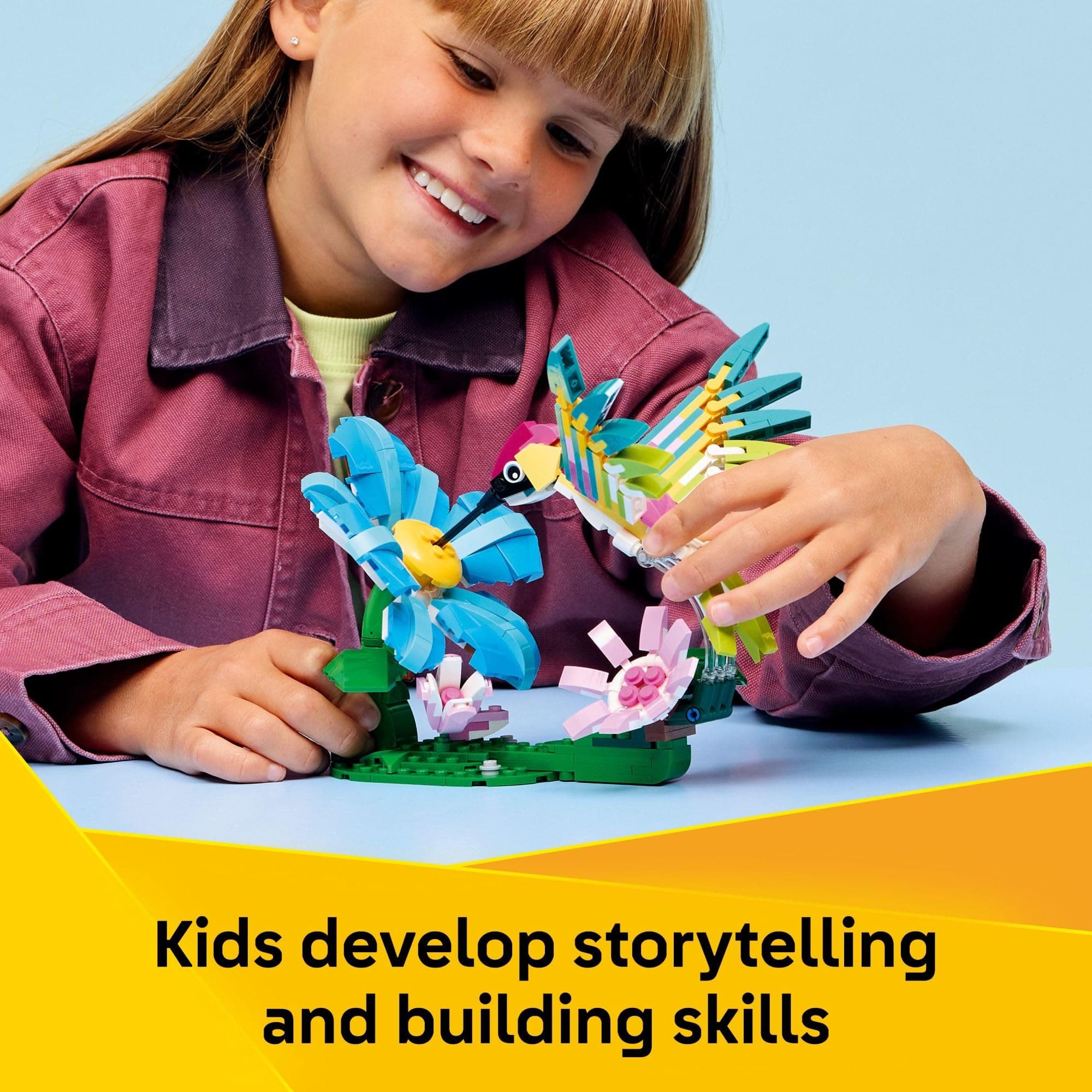 LEGO Creator 3 in1 Wild Animals: Colorful Hummingbird Building Toy for Girls, Boys, & Kids, Ages 8+ - Build a Bird, Butterfly, or Tropical Fish - Gift Idea for Birthdays - 31384, view 4