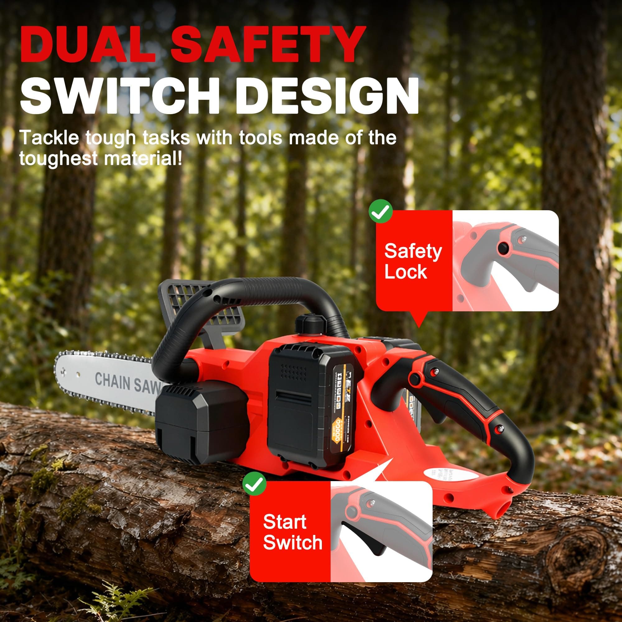 16 Inch 42V Brushless Cordless Chainsaw w/6000mAh Battery and Charger, view 7