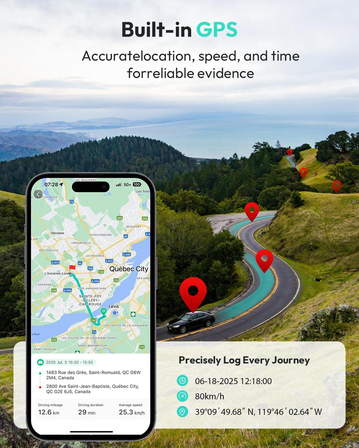 BOTSLAB【G300H Plus Upgraded】 4K Dash Cam Front and Rear, STARVIS 2 Sensor, view 6