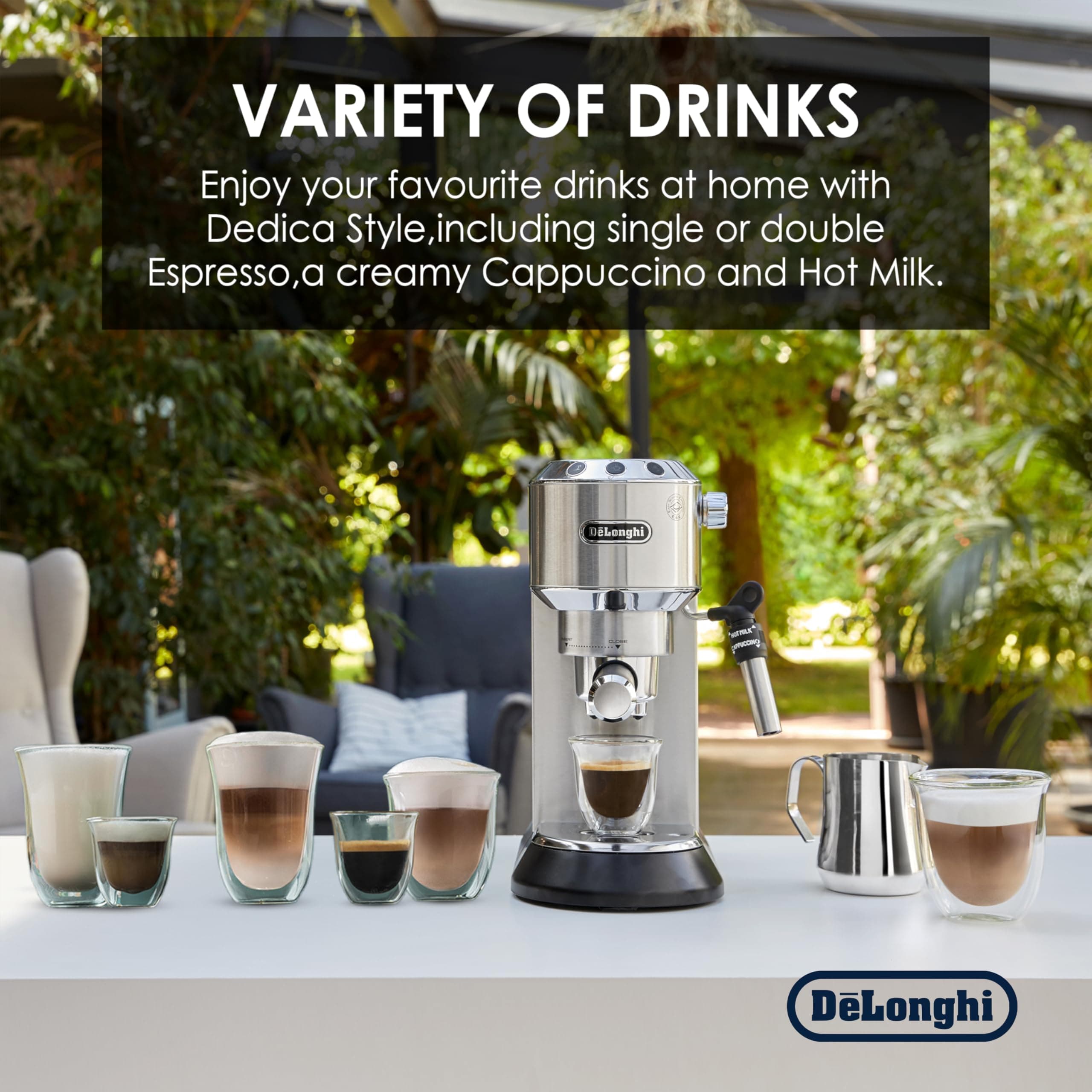 De'Longhi EC685M Dedica Deluxe Automatic Espresso Machine,35 oz, 1, Metallic, view 5