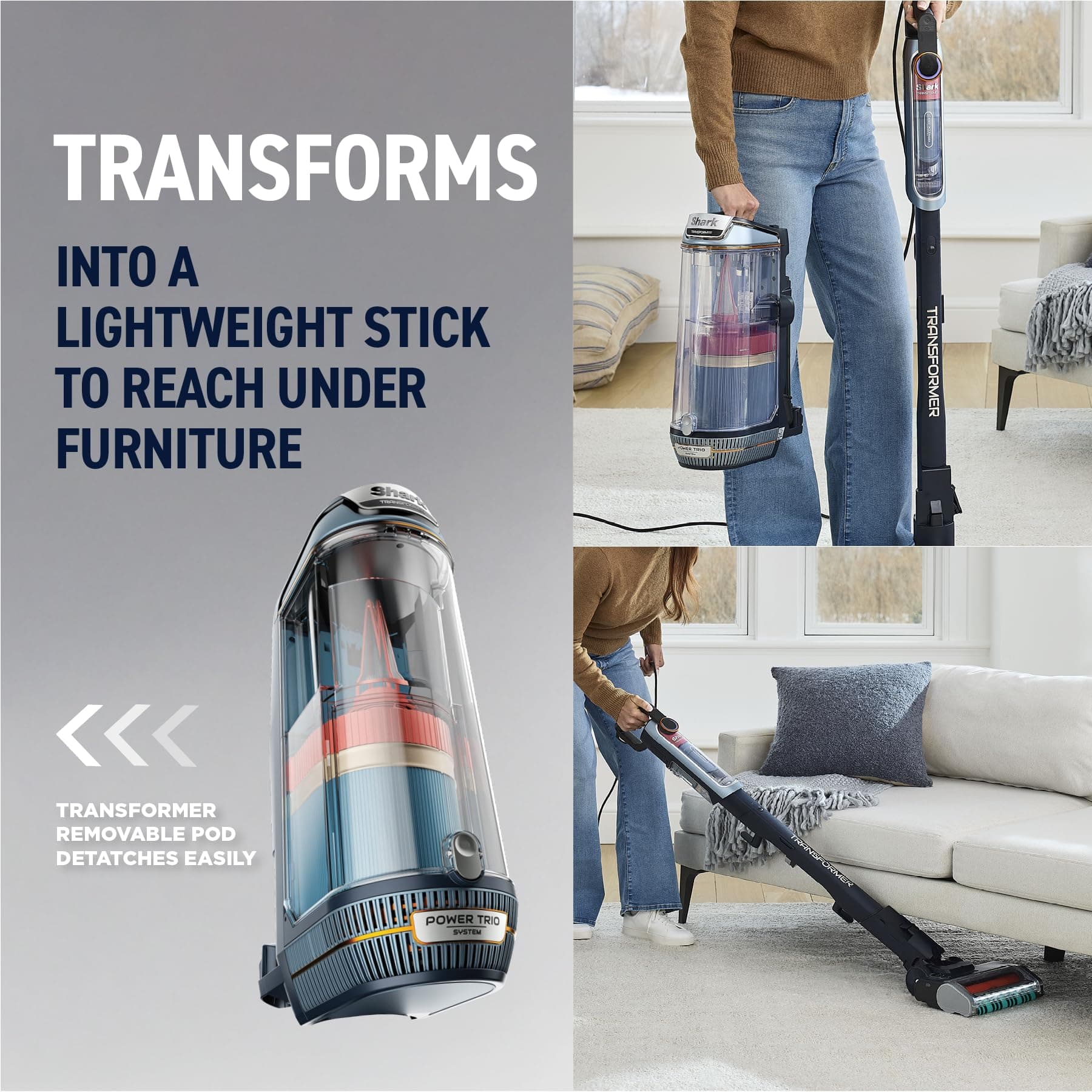 Shark® PowerDetect® Transformer™ Upright Vacuum, Midnight Steel, LX5002, view 6
