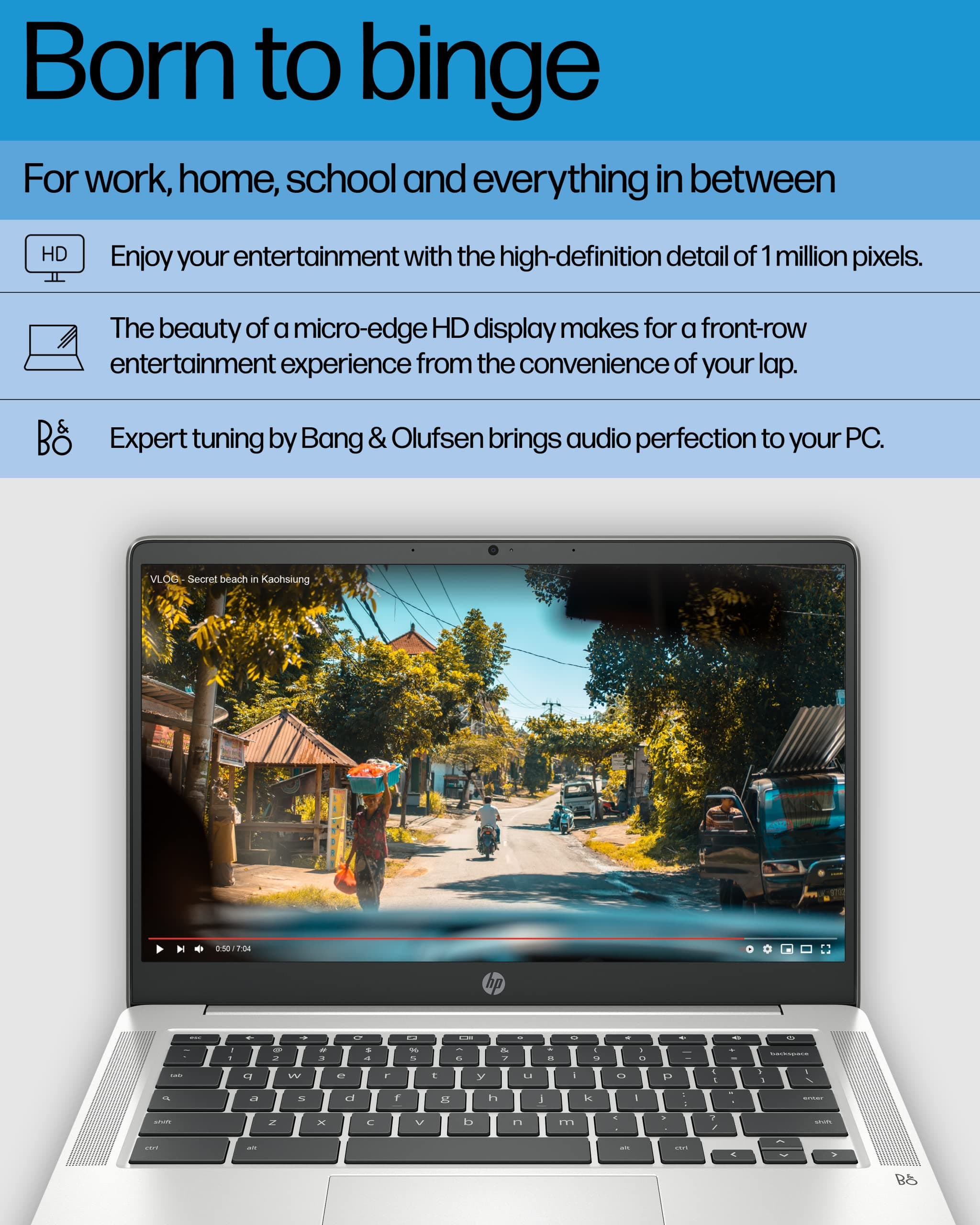 HP Chromebook 14 Laptop, Intel Celeron N4120, 4 GB RAM, 64 GB eMMC, 14" HD Display, Chrome OS, Thin Design, 4K Graphics, Long Battery Life, Ash Gray Keyboard (14a-na0226nr, 2022, Mineral Silver), view 3