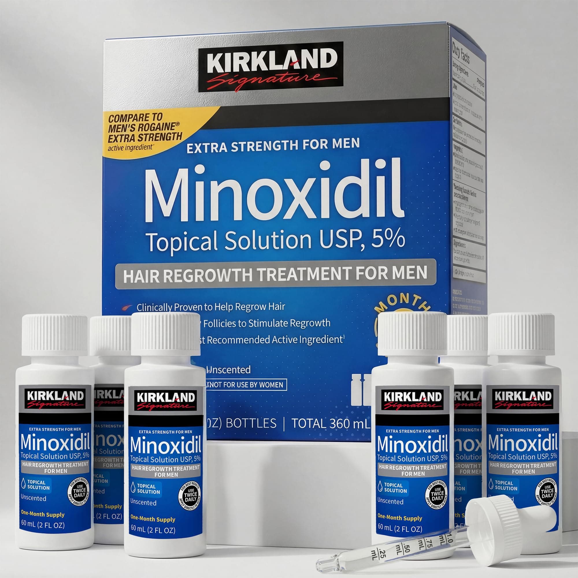 Kirkland Minoxidil for Men Liquid, Extra Strength Hair Regrowth Treatment 5%, 6 Months Supply - Upgraded Dropper Applicator and Bonus Free Guide Included, view 9
