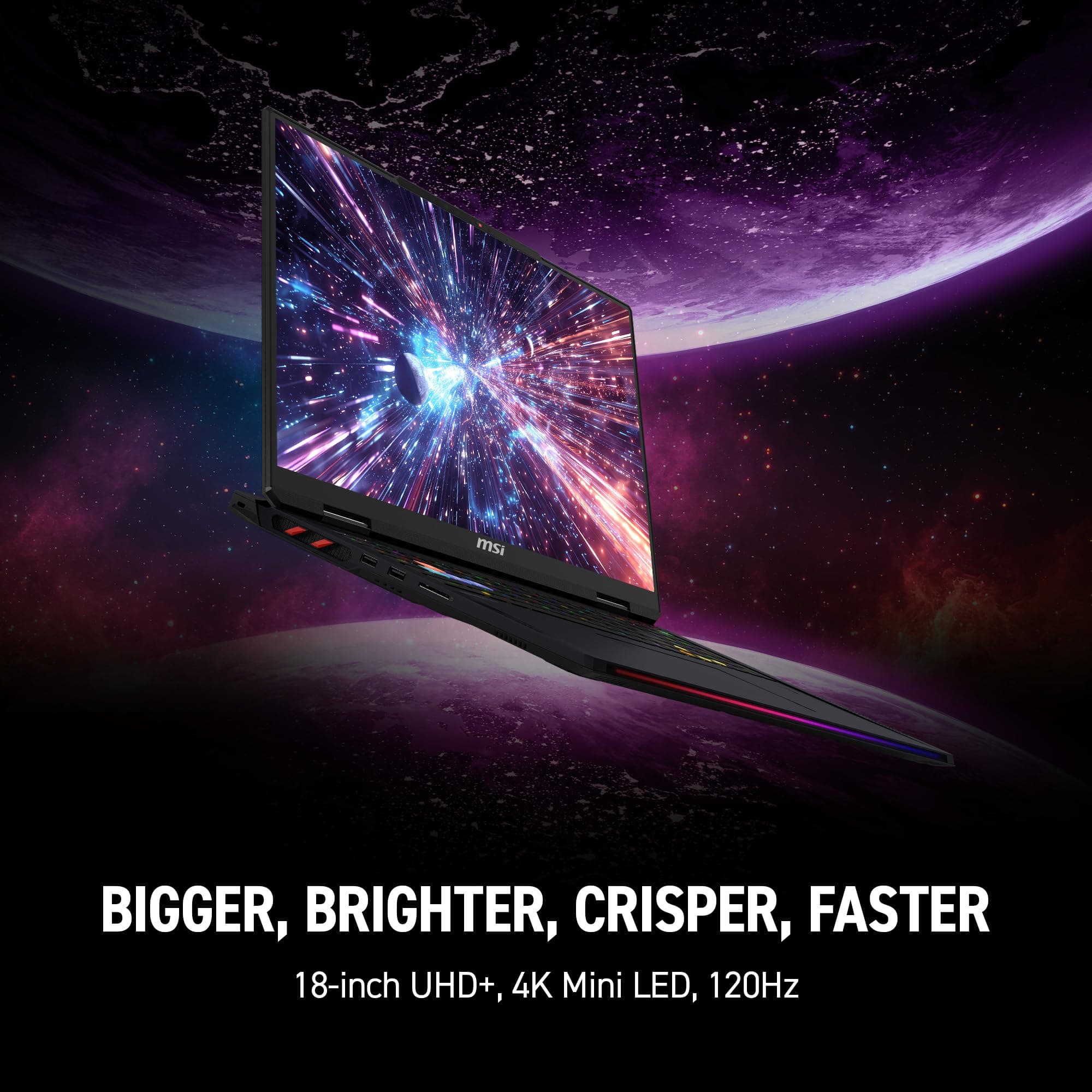 msi Raider 18 HX AI 18” 120Hz UHD+ Gaming Laptop: Intel Core U9-285HX, NVIDIA Geforce RTX 5080, 64GB DDR5, 4TB NVMe SSD, Thunderbolt 5, Wi-Fi 7, Win 11 Home: Black A2XWIG-014US, view 5