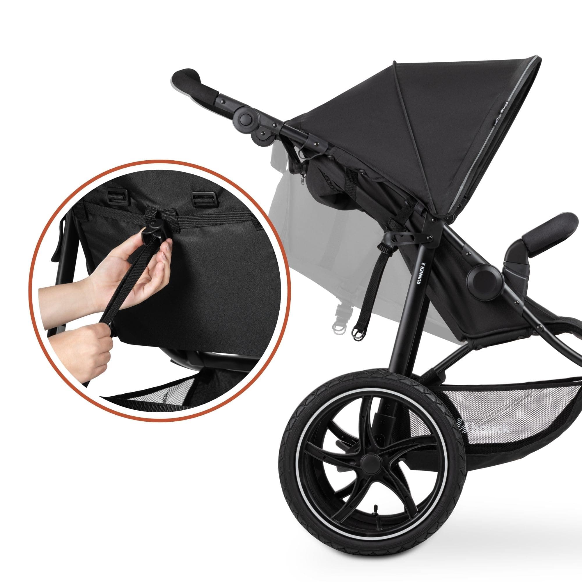 hauck 3-Wheel All Terrain Stroller with Raincover, XL Pneumatic Air Wheels, Mesh Window, and Height-Adjustable Handle, UPF 50+ - from Birth up to 48.5lbs, view 9