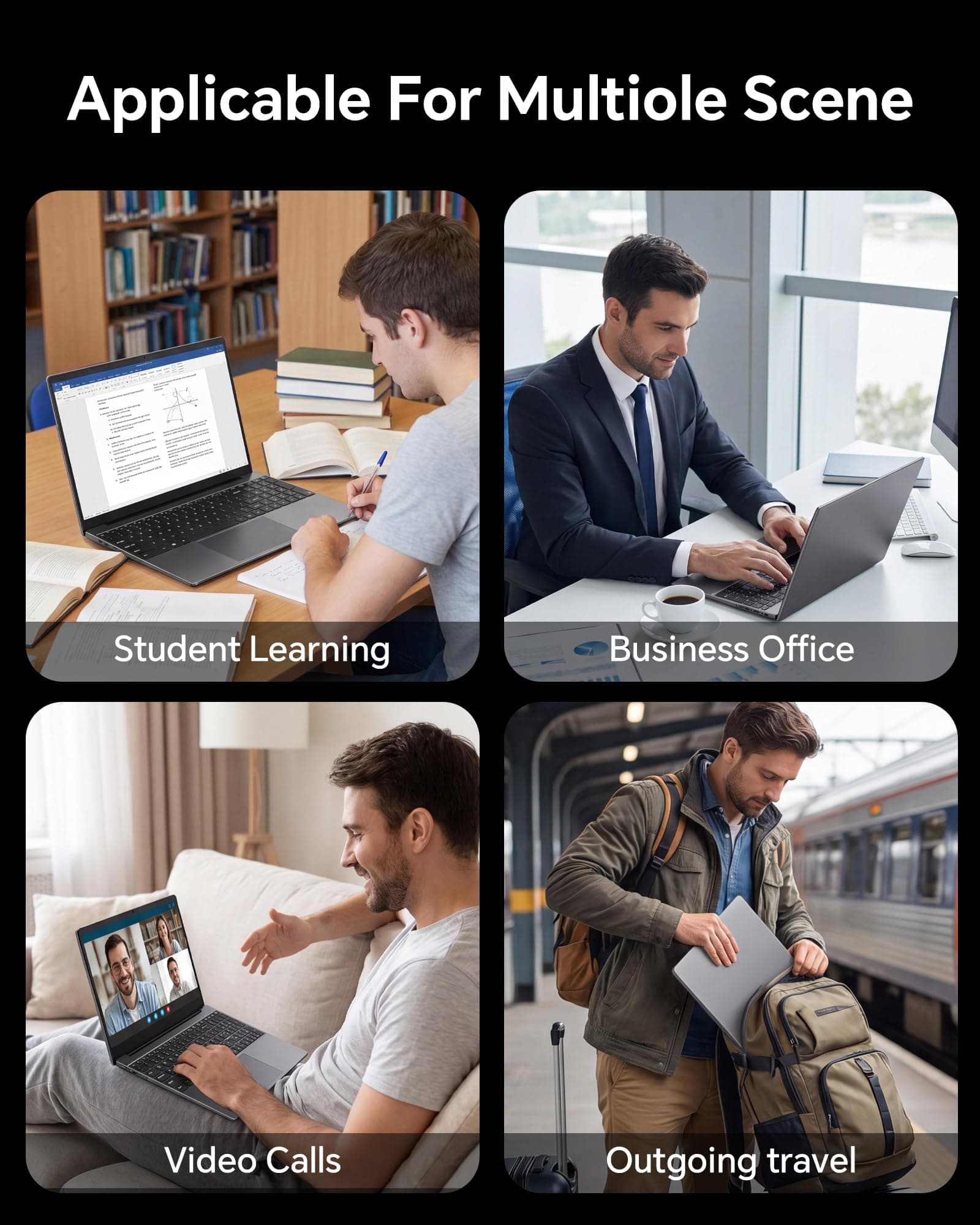 AKCHART 15.6'' AI Laptop with Office 365 12GB RAM 256GB SSD Win 11 Laptops, view 10