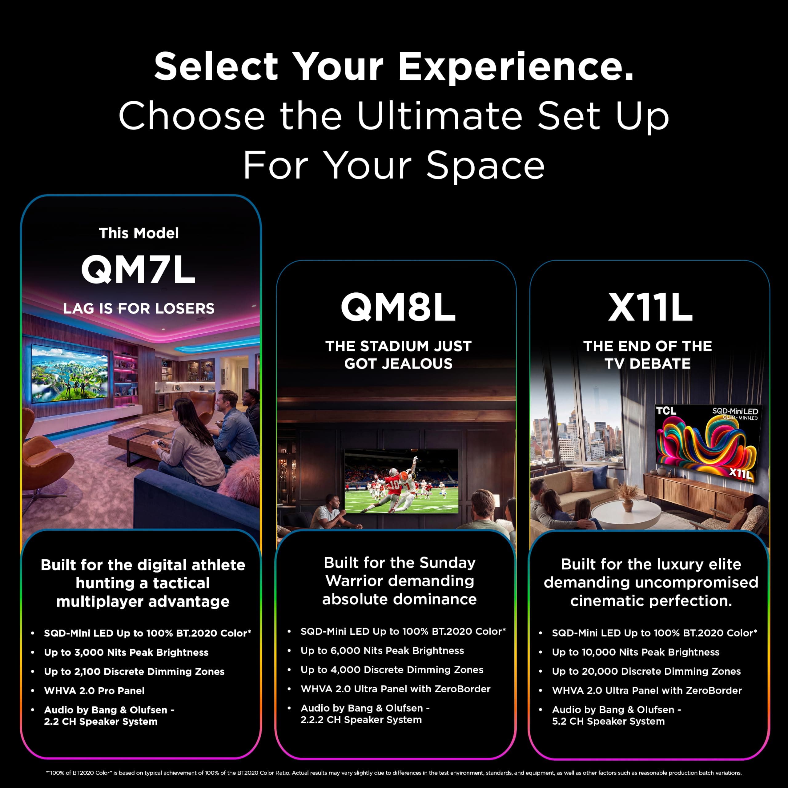 TCL 75 Inch Class QM7L Series | SQD-Mini-LED QLED Smart TV | 75QM7L, 2026 Model | 144Hz | Ultimate Color Ultra Brightness & Contrast | Google AI Bang & Olufsen | Voice Gaming Streaming Television, view 5