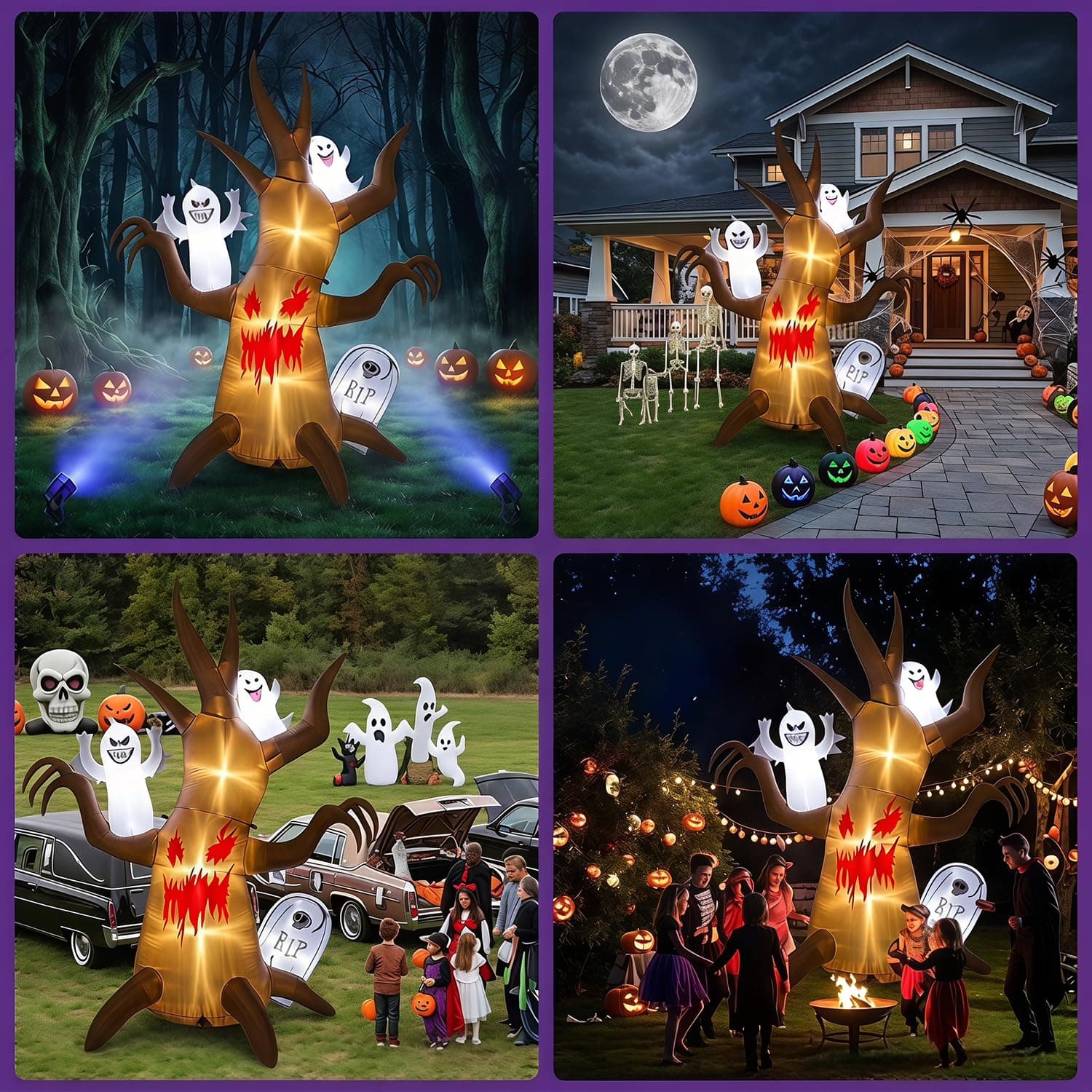 8FT Halloween Inflatable Scary Tree Decorations Blow Up Yard Decor, view 6