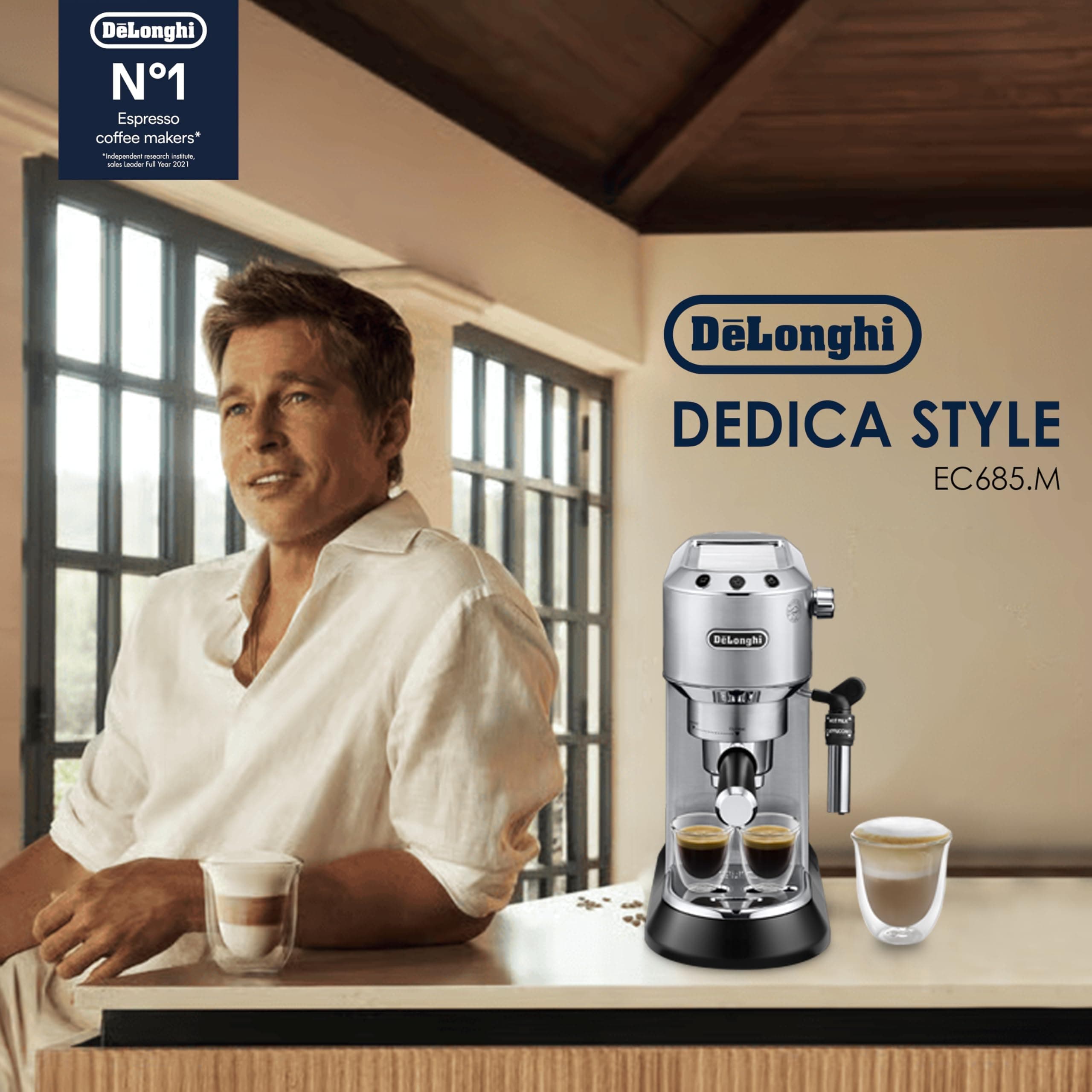 De'Longhi EC685M Dedica Deluxe Automatic Espresso Machine,35 oz, 1, Metallic, view 4