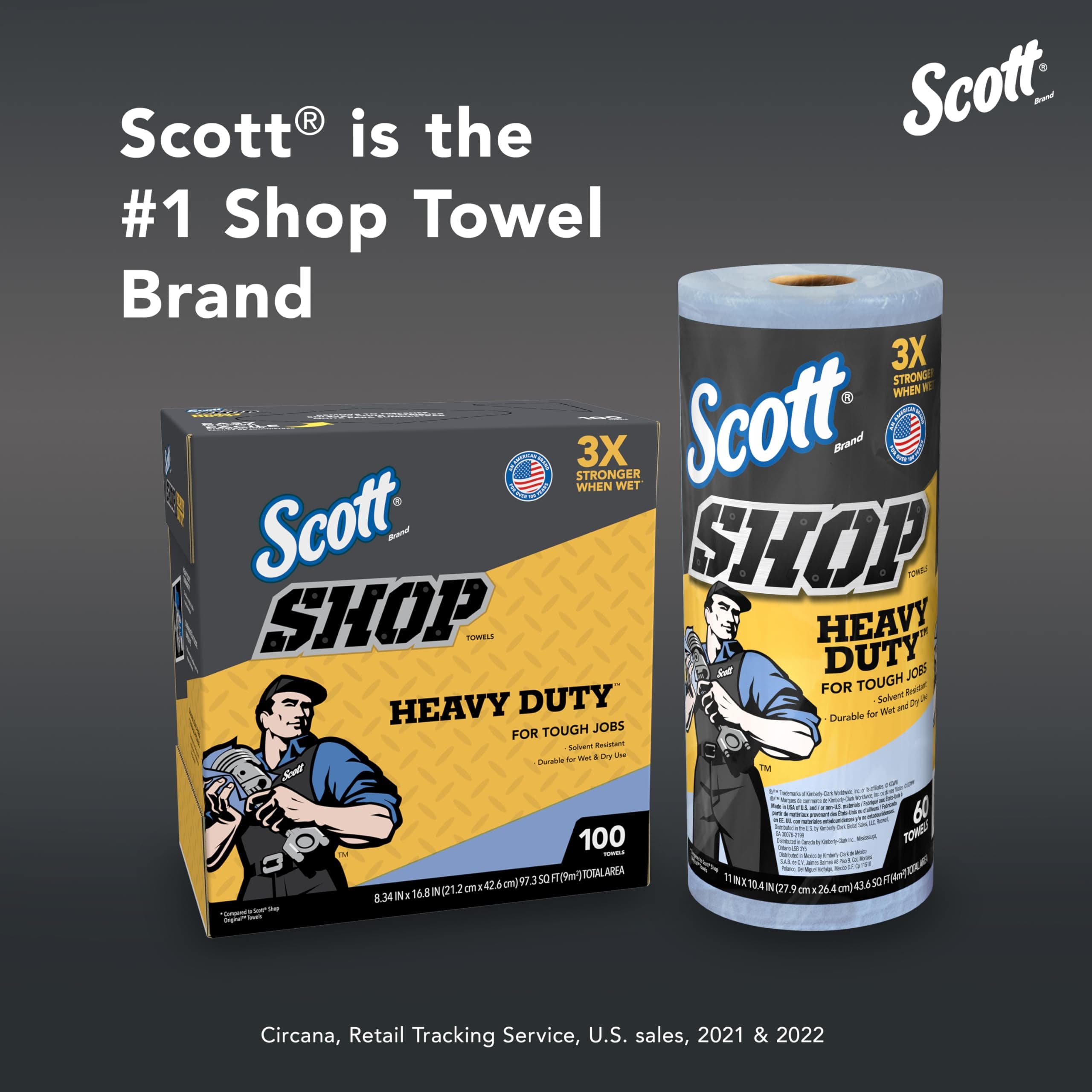 Scott Shop Towels Heavy Duty, 60 Towels/Roll, 12 Rolls/Case, view 3