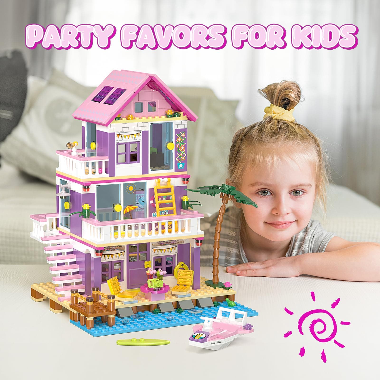 Beach House Building Sets, Seaside Villa House Building Toys Compatible with Lego Friends Sets for Girls Age 8-12, Creative Holiday Cottage Building Kit, Gift for Christmas, Valentine's Day, Party, view 5