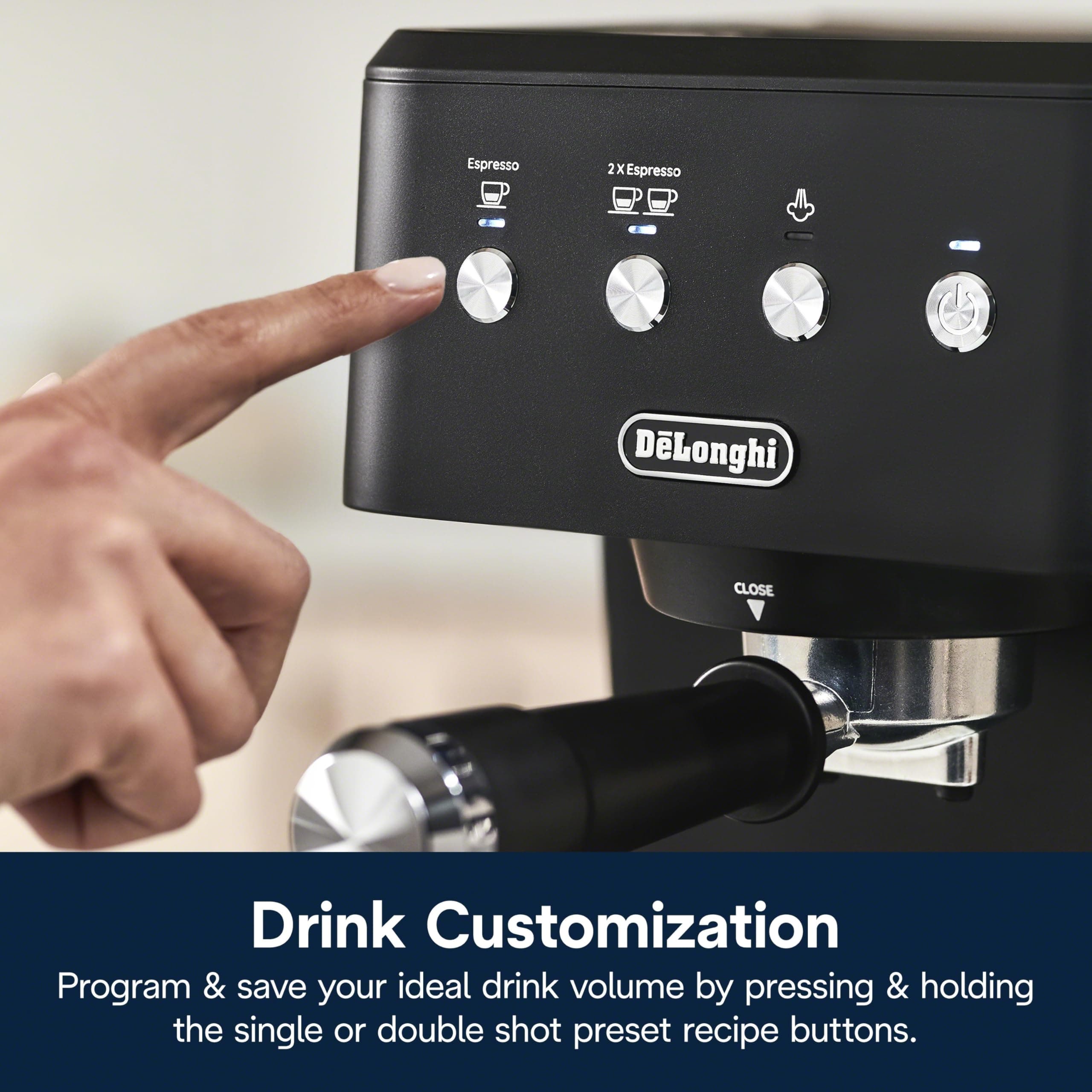 De’Longhi Classic Matte Black Espresso Machine, Easy-to-Use Milk Frother, view 6