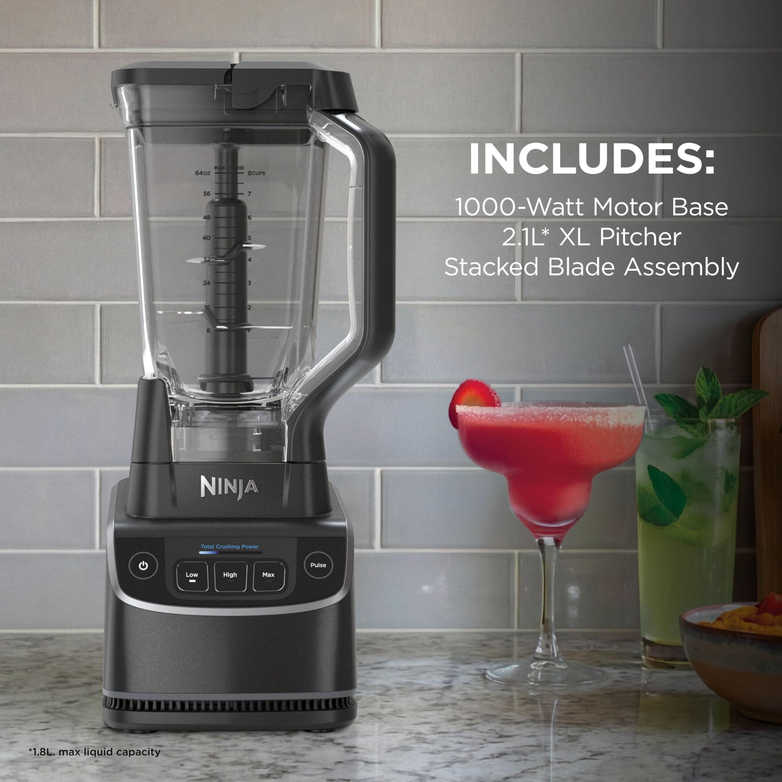 Ninja UltraCrush Jug Blender, Make Smoothies, Dips, Sauces, Black BP201UK, view 7