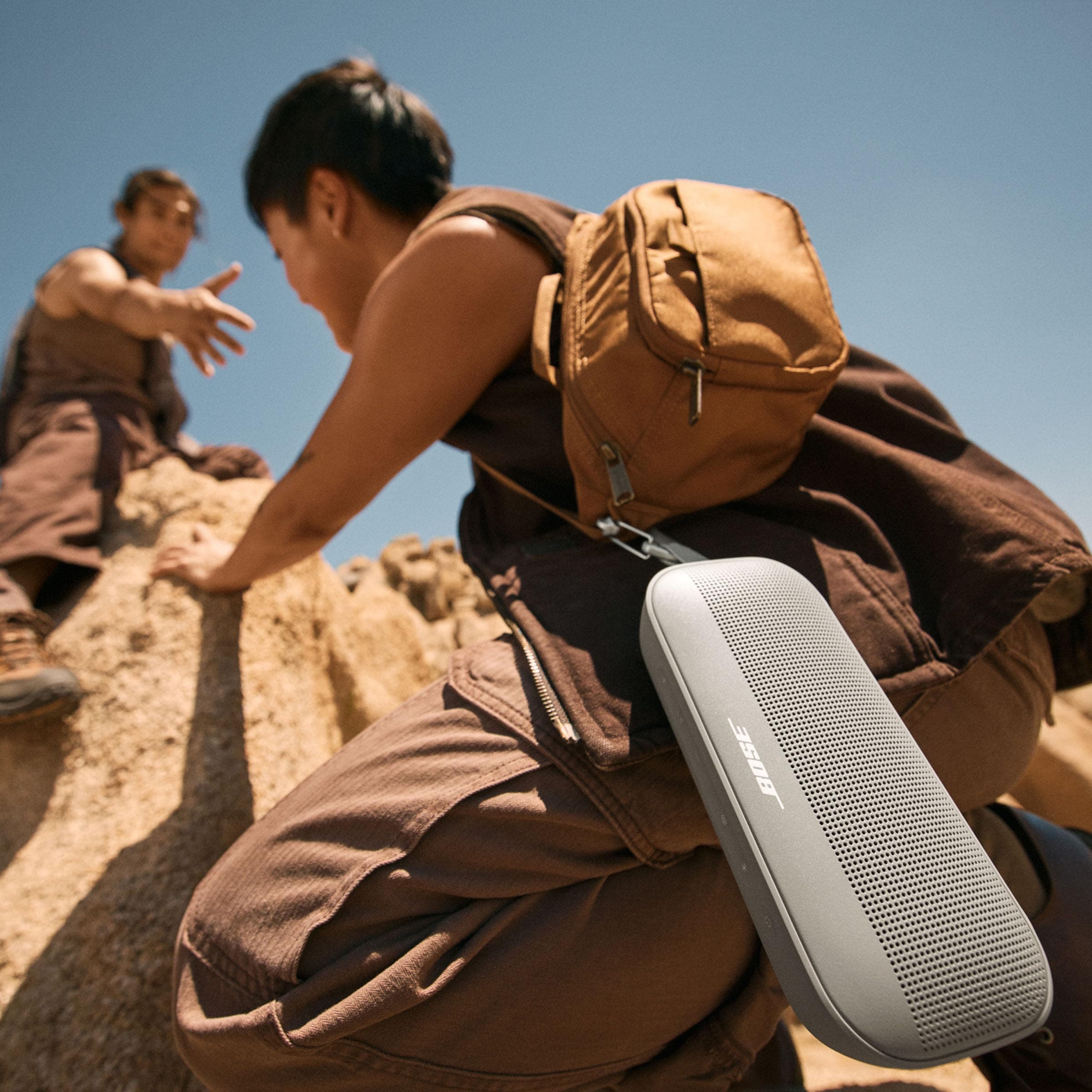 Bose SoundLink Flex Bluetooth Speaker (2nd Gen) - Portable Outdoor Speaker with Hi-Fi Audio, Waterproof and Dustproof, USB-C, Up to 12 Hours Battery Life, Sandstone, view 3