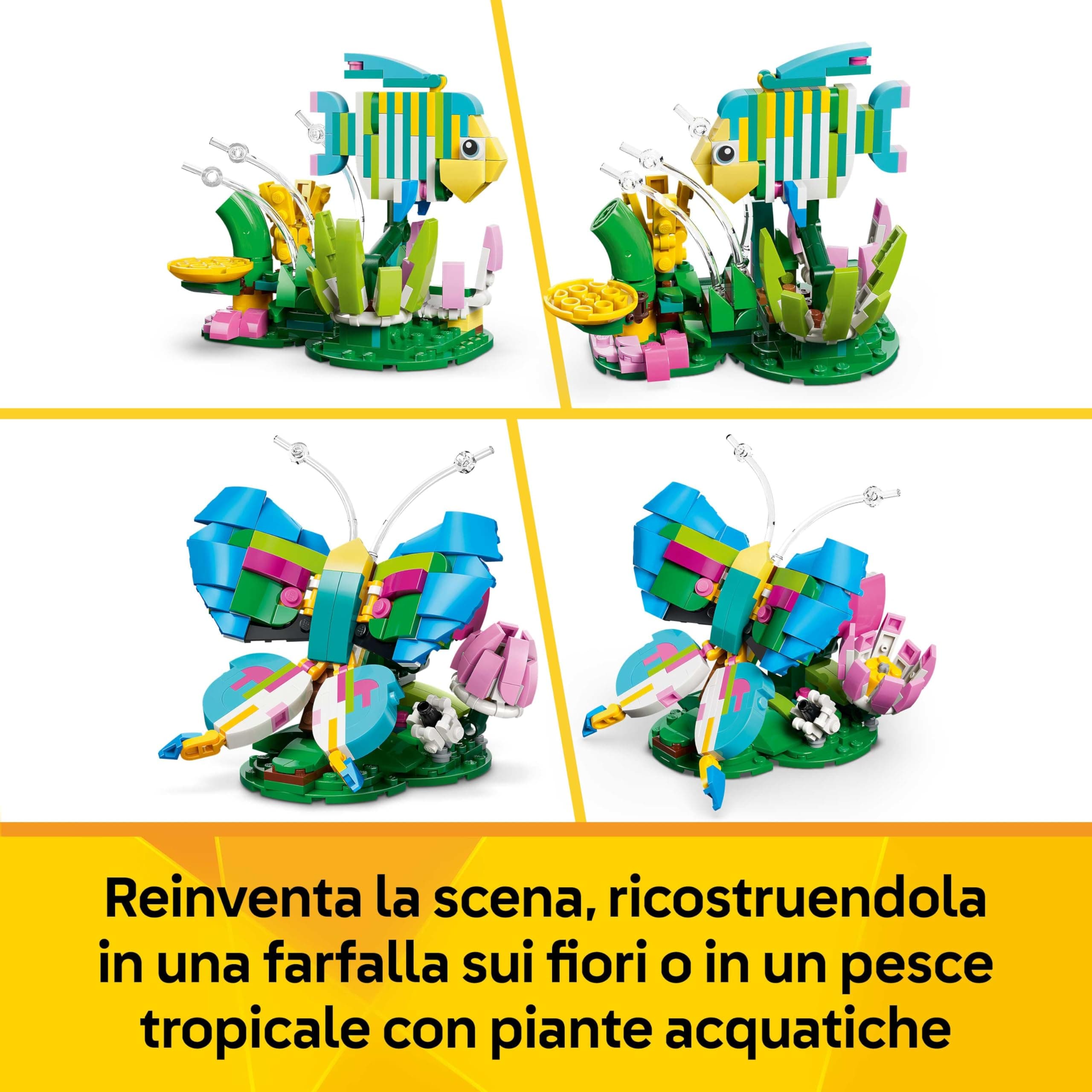 LEGO Creator 3in1 Wild Animals: Colourful Hummingbird - Bird Toy Transforms into a Butterfly or Fish Figure - DIY Room Decor Idea - Creative Gift for 8+ Year Old Girls & Boys - 31384, view 6