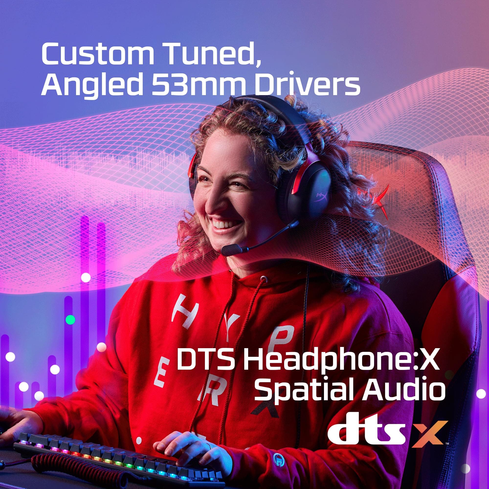 HyperX Cloud III – Wired Gaming Headset, PC, PS5, Xbox Series X|S, Angled 53mm Drivers, Spatial Audio, Memory Foam, Durable Frame, Ultra-Clear 10mm Mic, USB-C, USB-A, 3.5mm – Black/Red, view 3