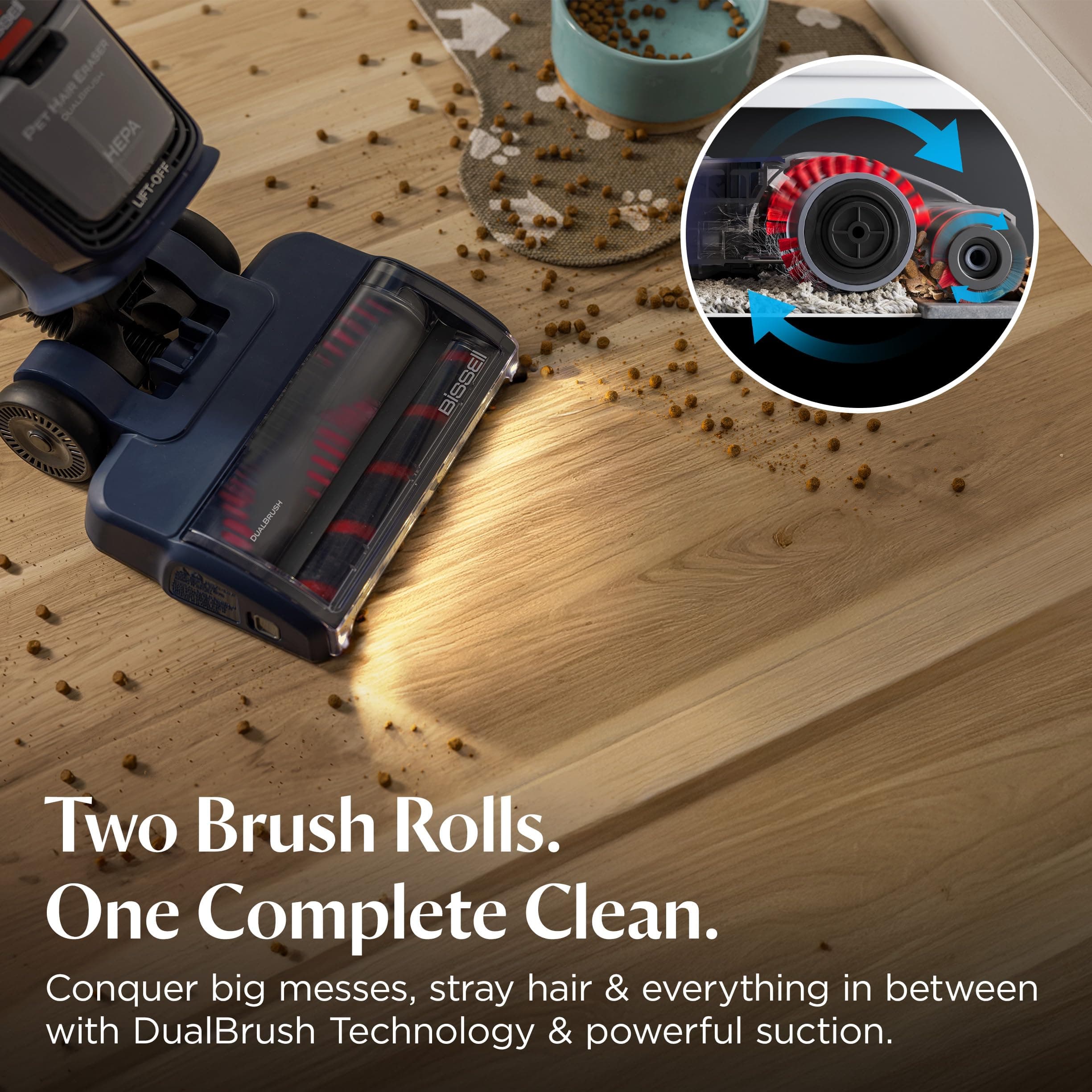 Bissell Pet Hair Eraser DualBrush Upright Vacuum with Two Brush Rolls, DualBrush Self-Cleaning Technology, HEPA Sealed Allergen System, Bright FurFinder Headlights, Lift-Off Pod, 42946, view 3