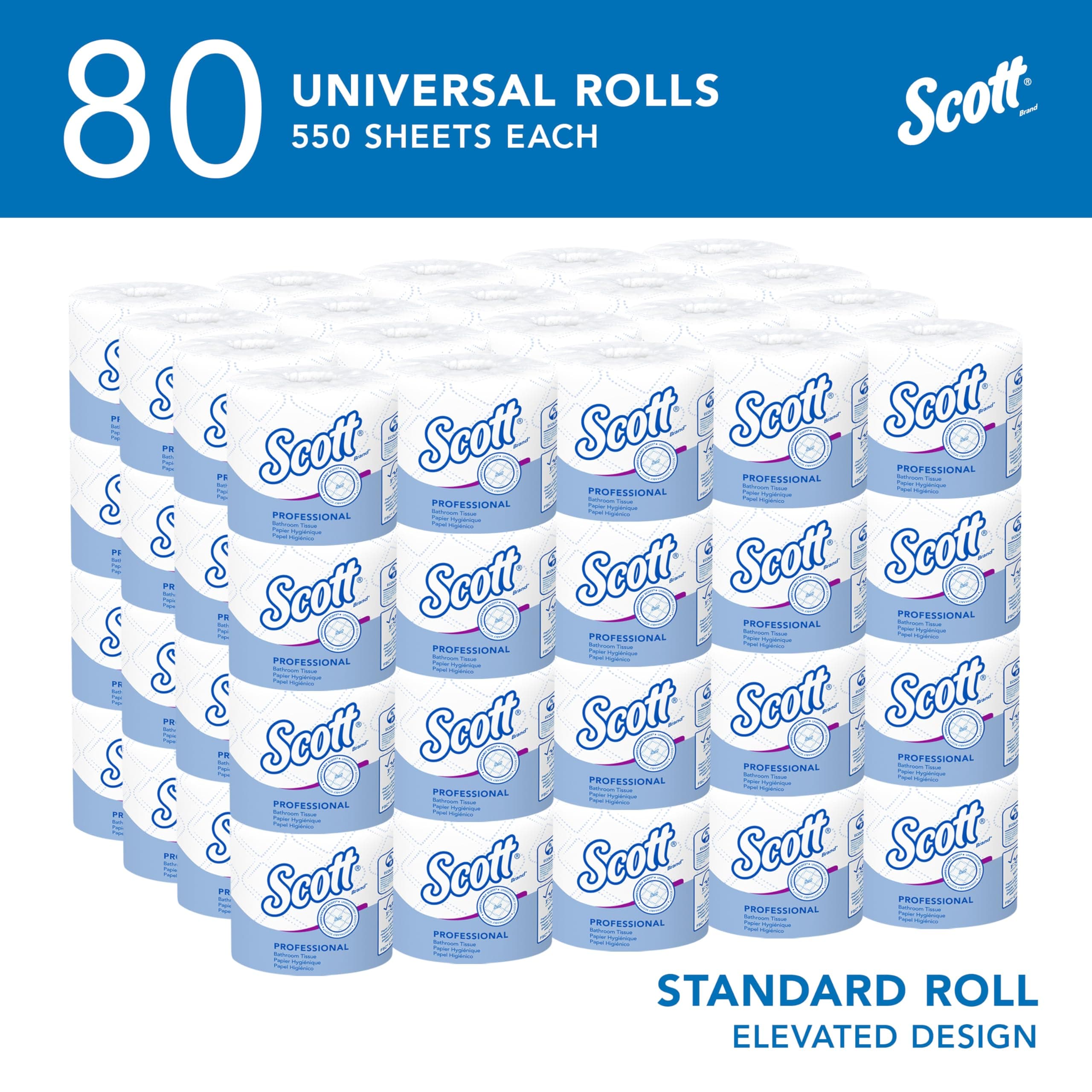 Scott Professional Standard Roll Toilet Paper, Bulk, 80 Rolls (04460), view 2