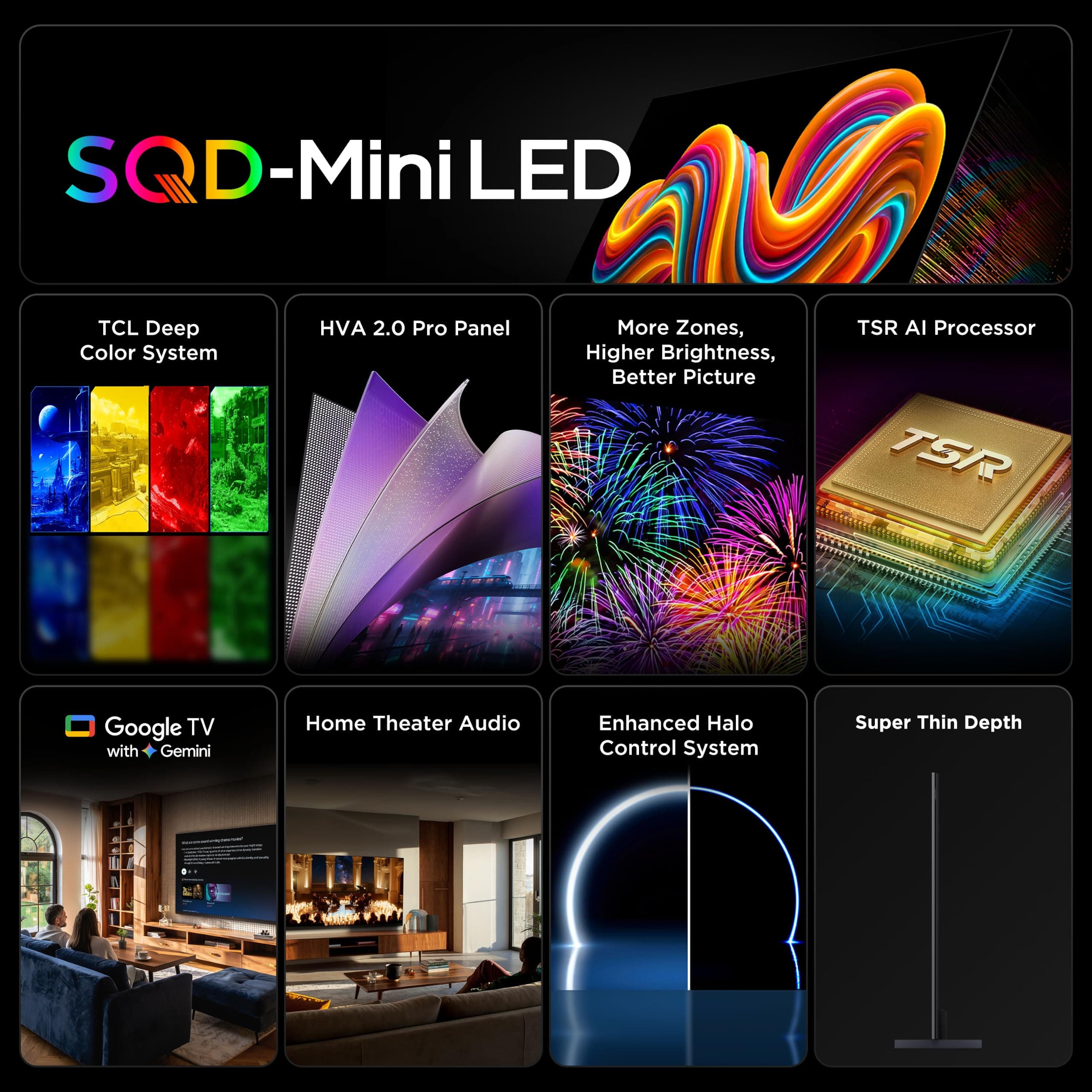 TCL 75 Inch Class QM7L Series | SQD-Mini-LED QLED Smart TV | 75QM7L, 2026 Model | 144Hz | Ultimate Color Ultra Brightness & Contrast | Google AI Bang & Olufsen | Voice Gaming Streaming Television, view 3