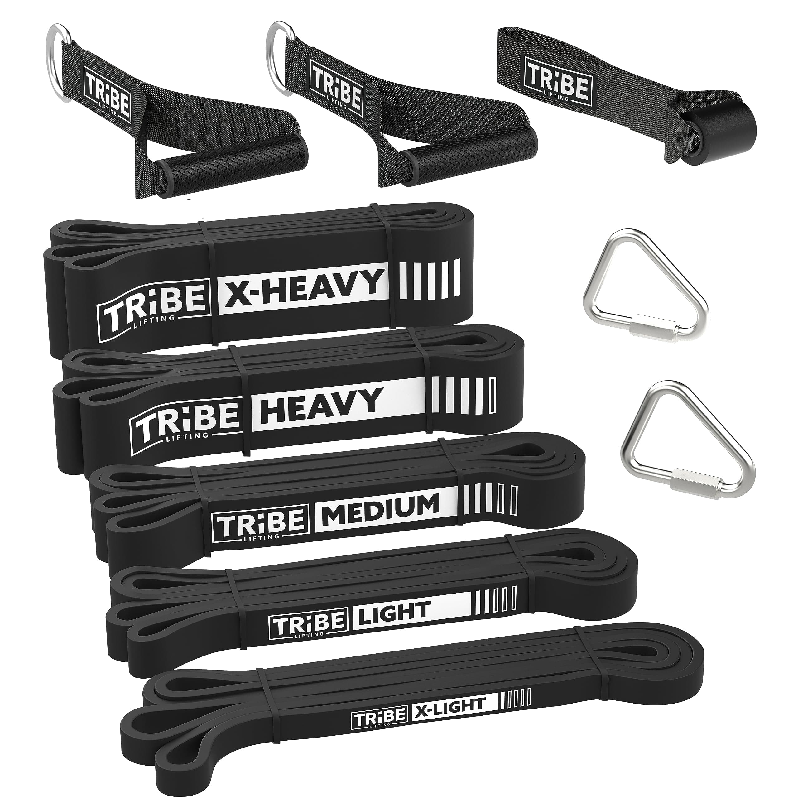 Long Resistance Bands Set with Handles and Door Anchor, 5 Pull Up Bands